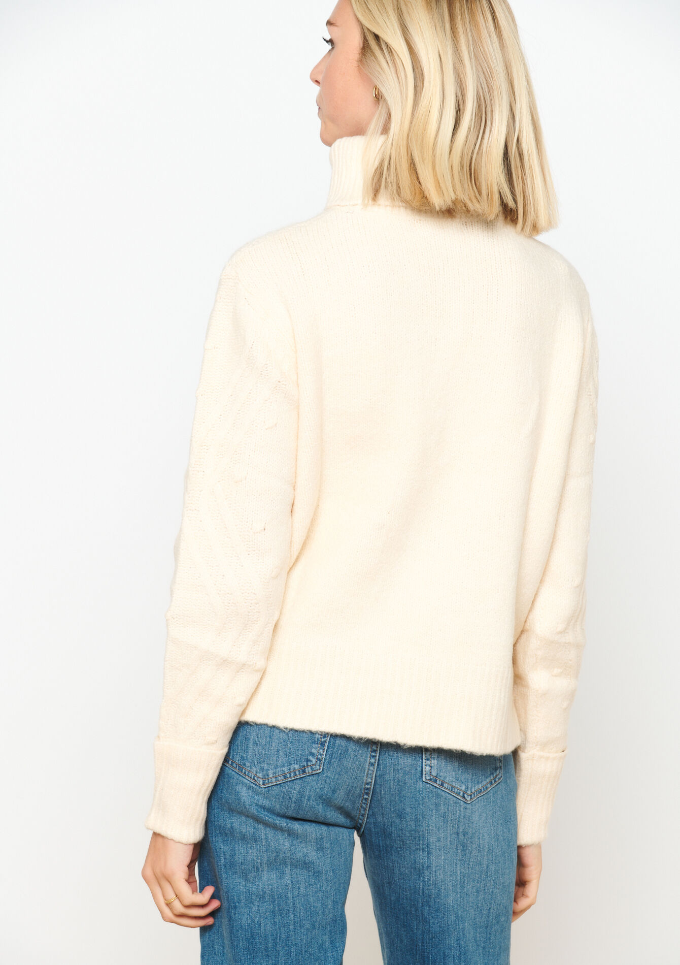 Grofgebreide coltrui met reliëf  - ECRU PEACH - 04101041_2564