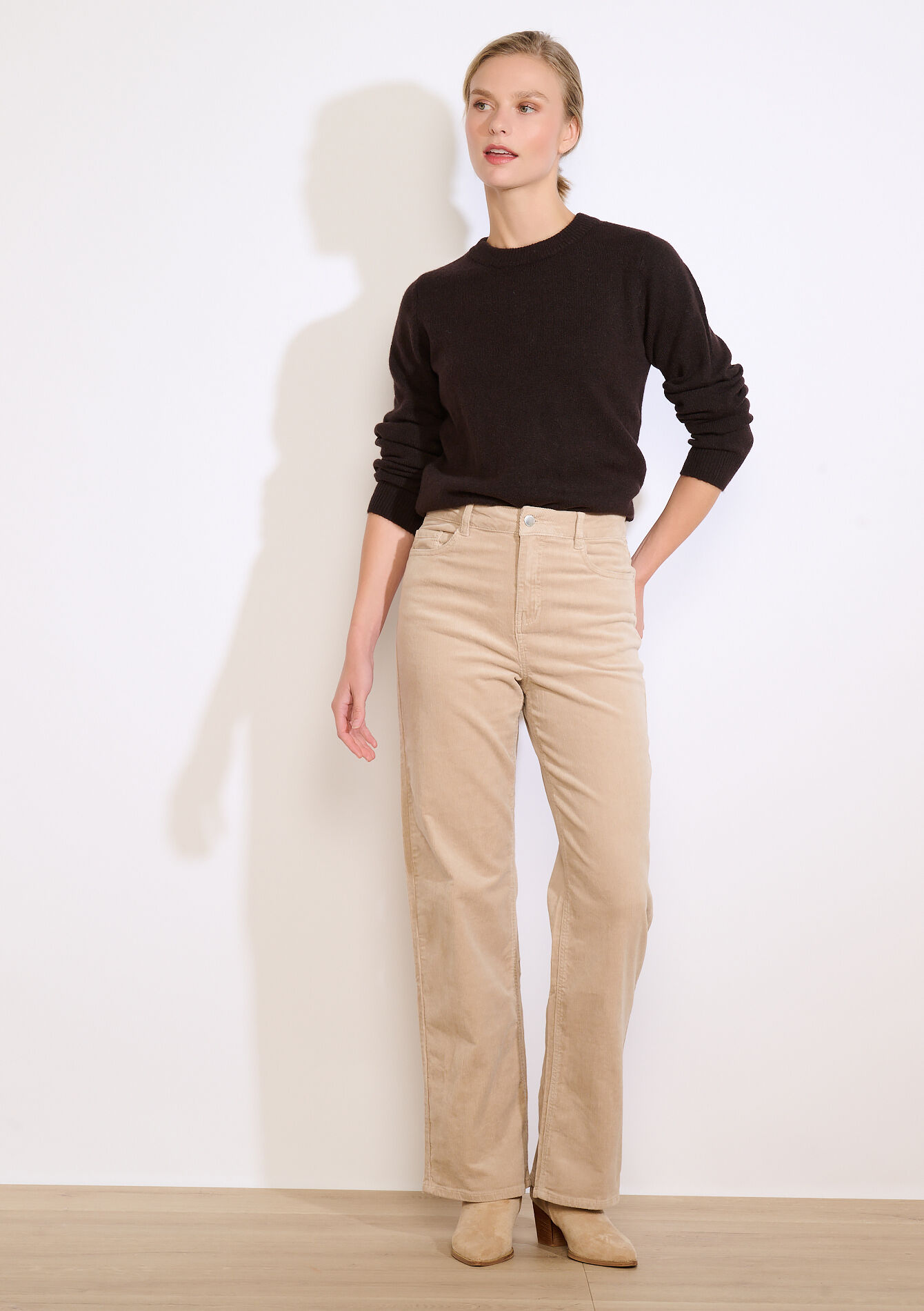 Straight corduroy trousers, Straight corduroy trousers - LT BEIGE - 06004607_2527