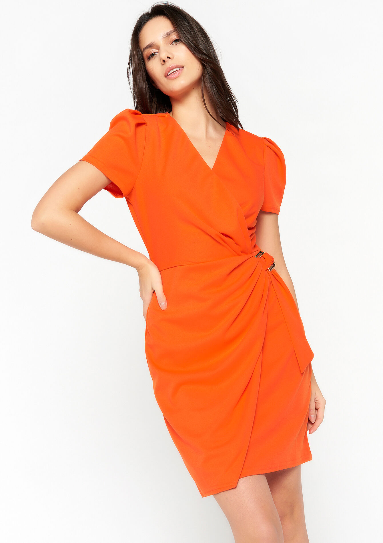 Robe cache-coeur courte - ORANGE BRIGHT - 08103189_1255