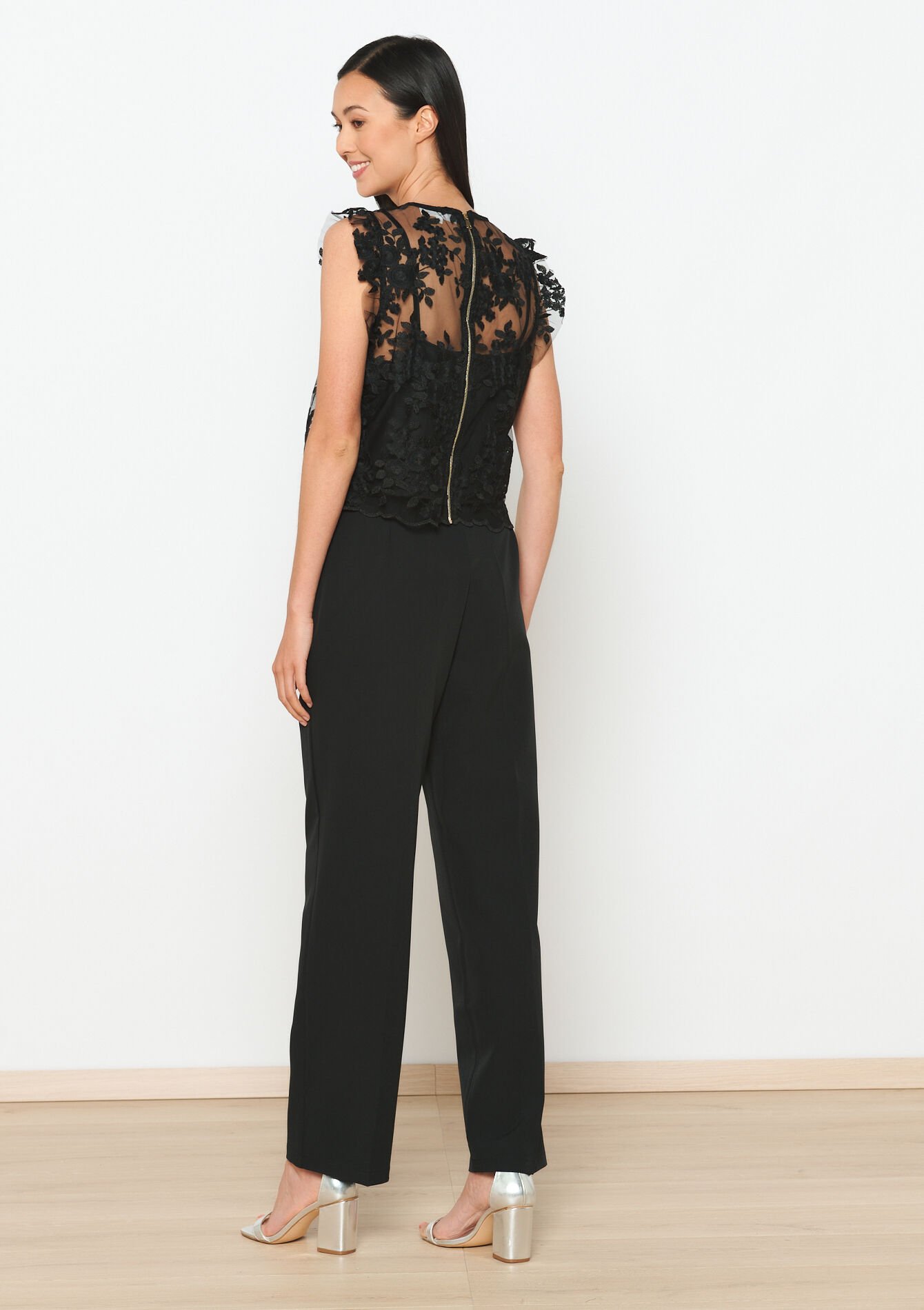 Débardeur en voile avec fleurs, Débardeur en voile avec fleurs - BLACK - 05702480_1119