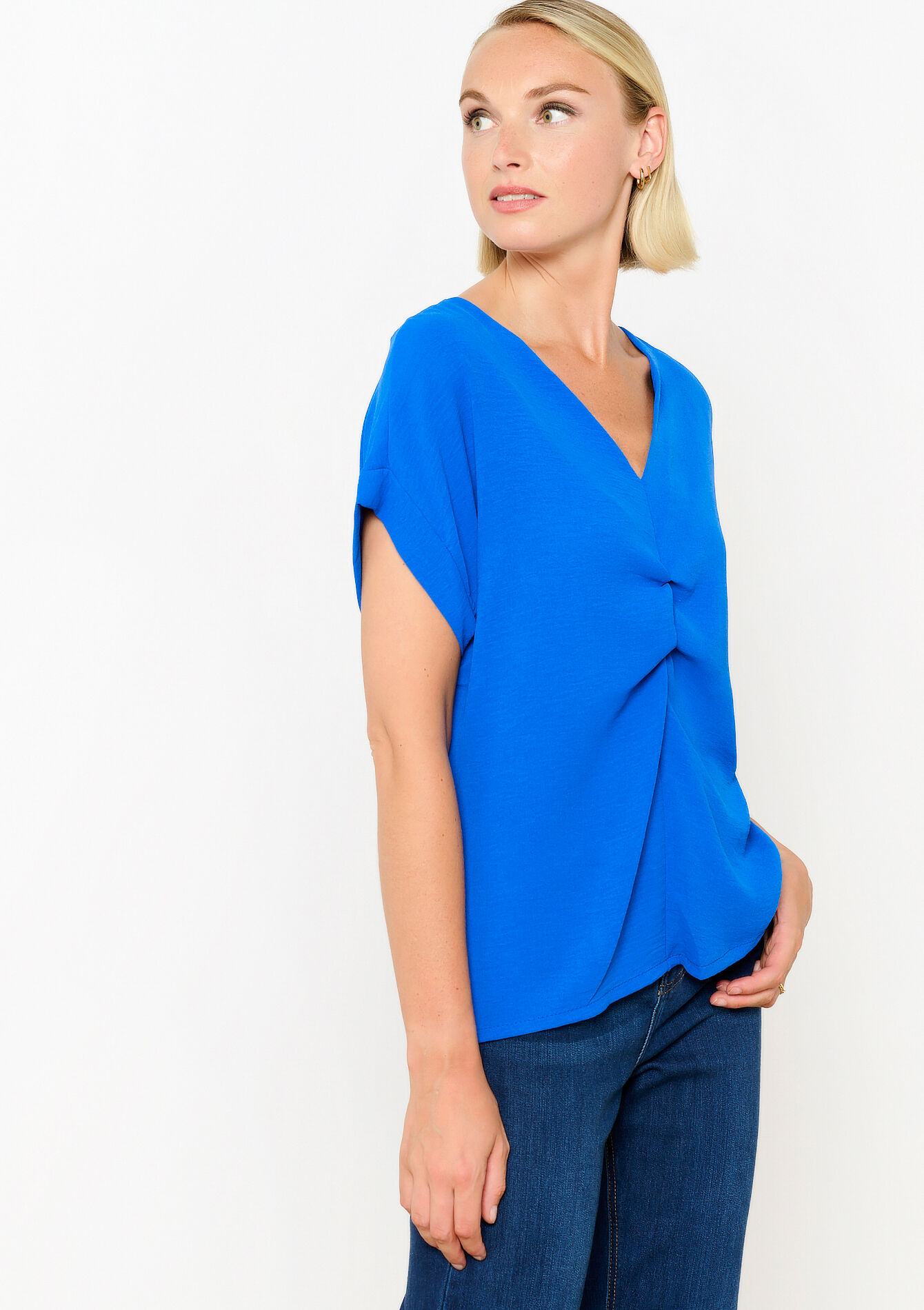 Blouse met V-hals, Blouse met V-hals - ELECTRIC BLUE - 05702624_1619