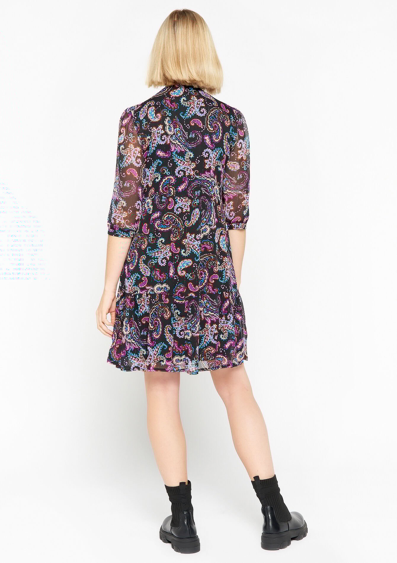 A-line dress with paisley print - BLACK - 08103139_1119