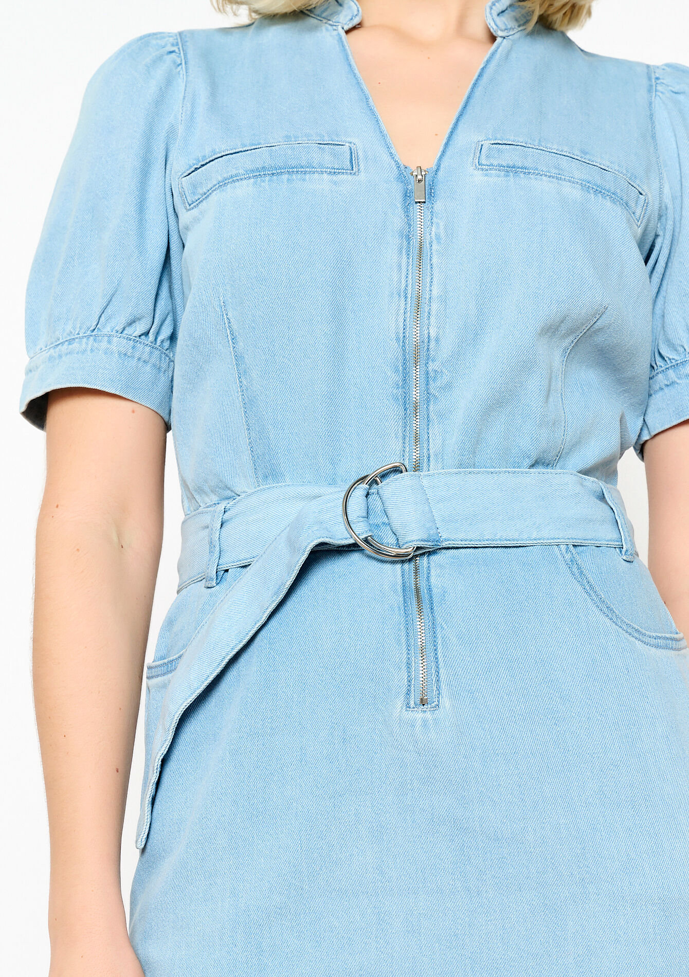 Robe courte en denim, Robe courte en denim - MEDIUM BLUE - 08103414_0500