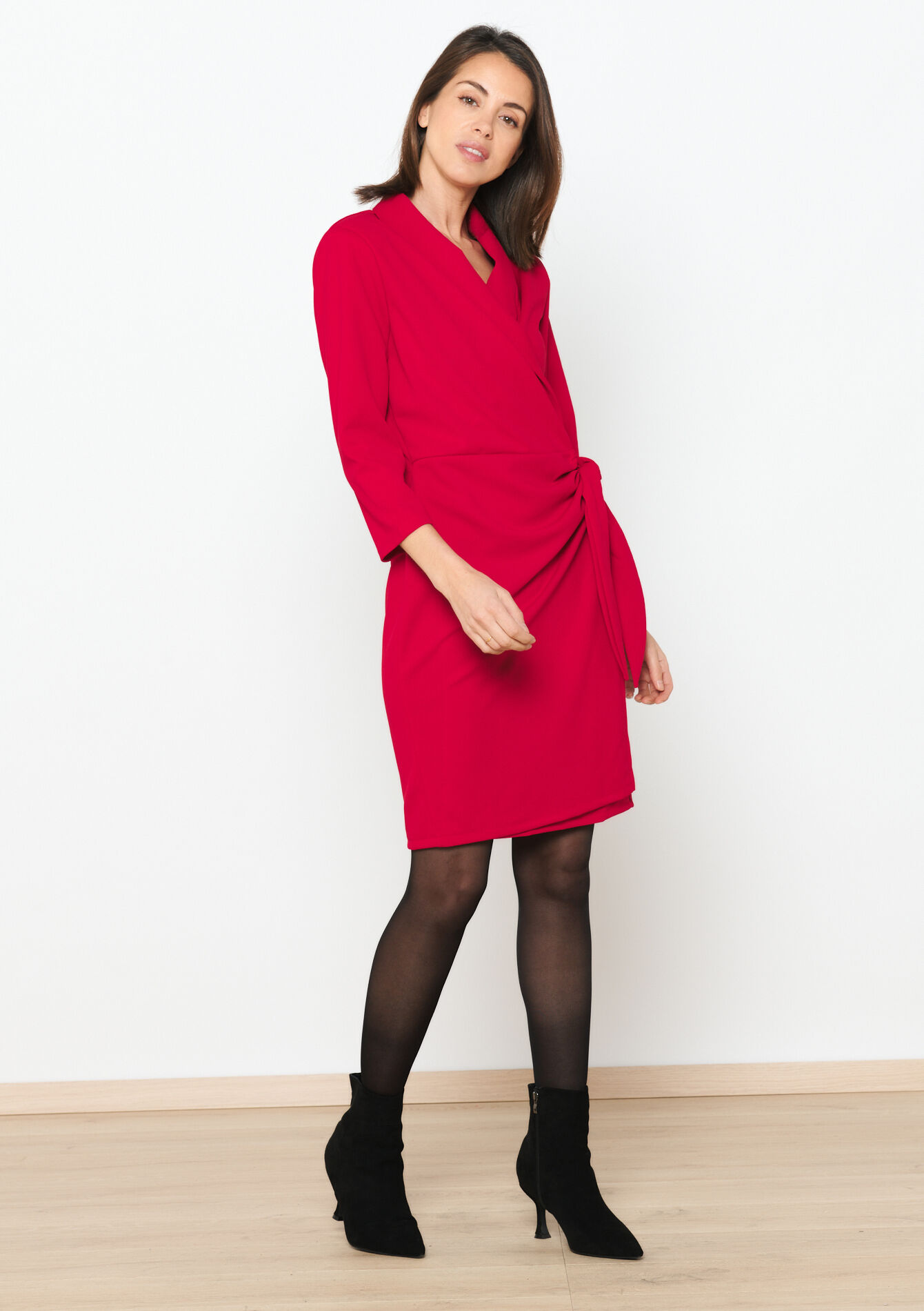Robe cache-coeur style blazer - RED LIPSTICK - 08103475_5310