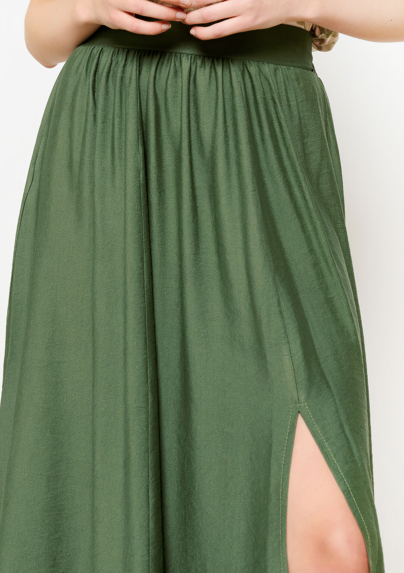 Jupe mi-longue évasée, Jupe mi-longue évasée - KHAKI MED - 1104886