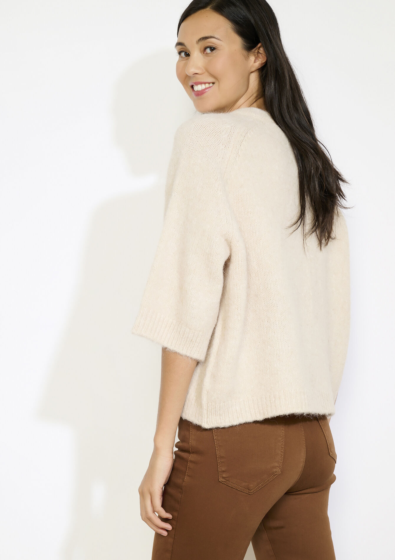 Trui met 3/4 raglanmouwen - VANILLA WHITE - 04006927_1013