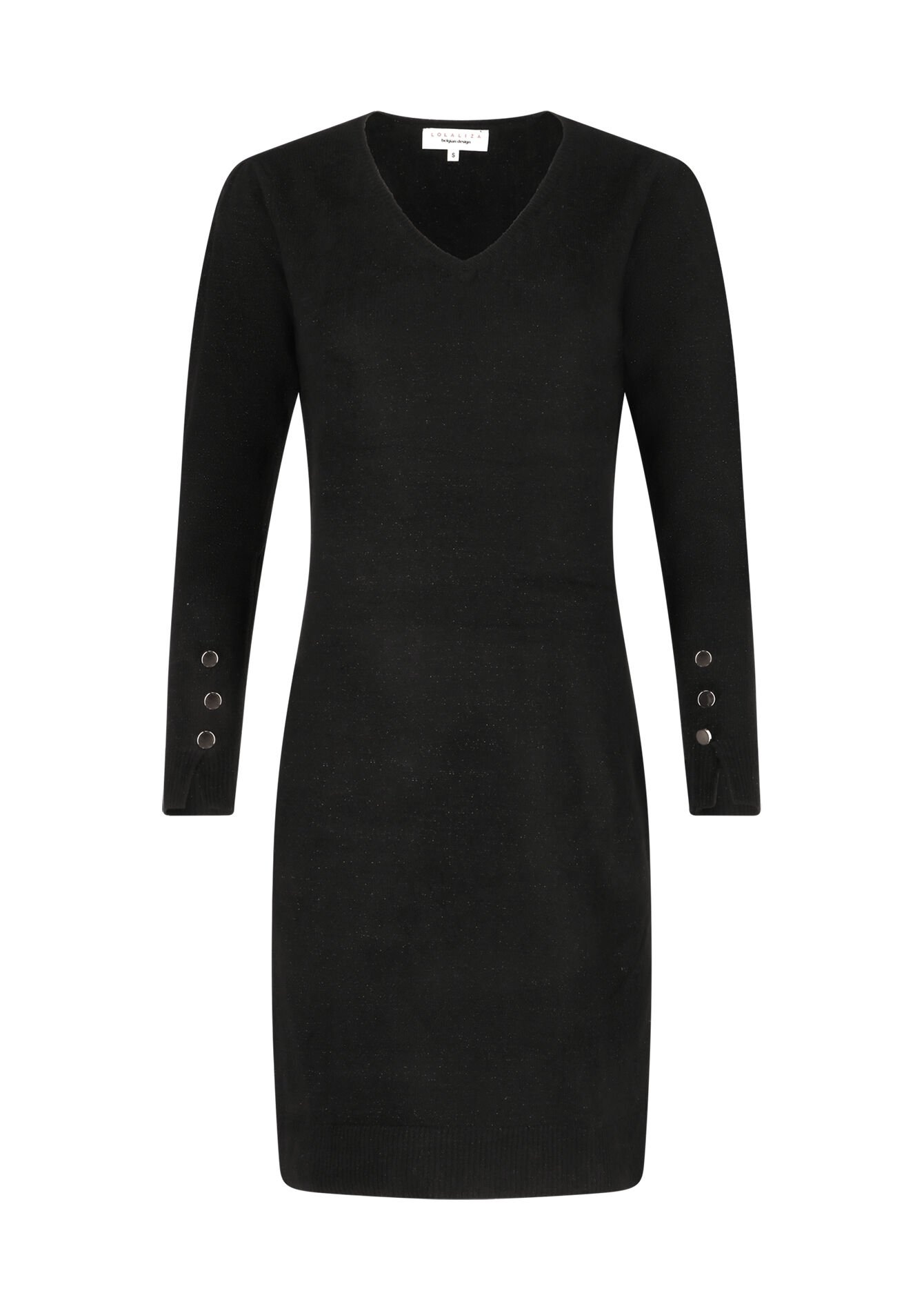 Trui-jurk met V-hals, Trui-jurk met V-hals - BLACK - 08601931_1119