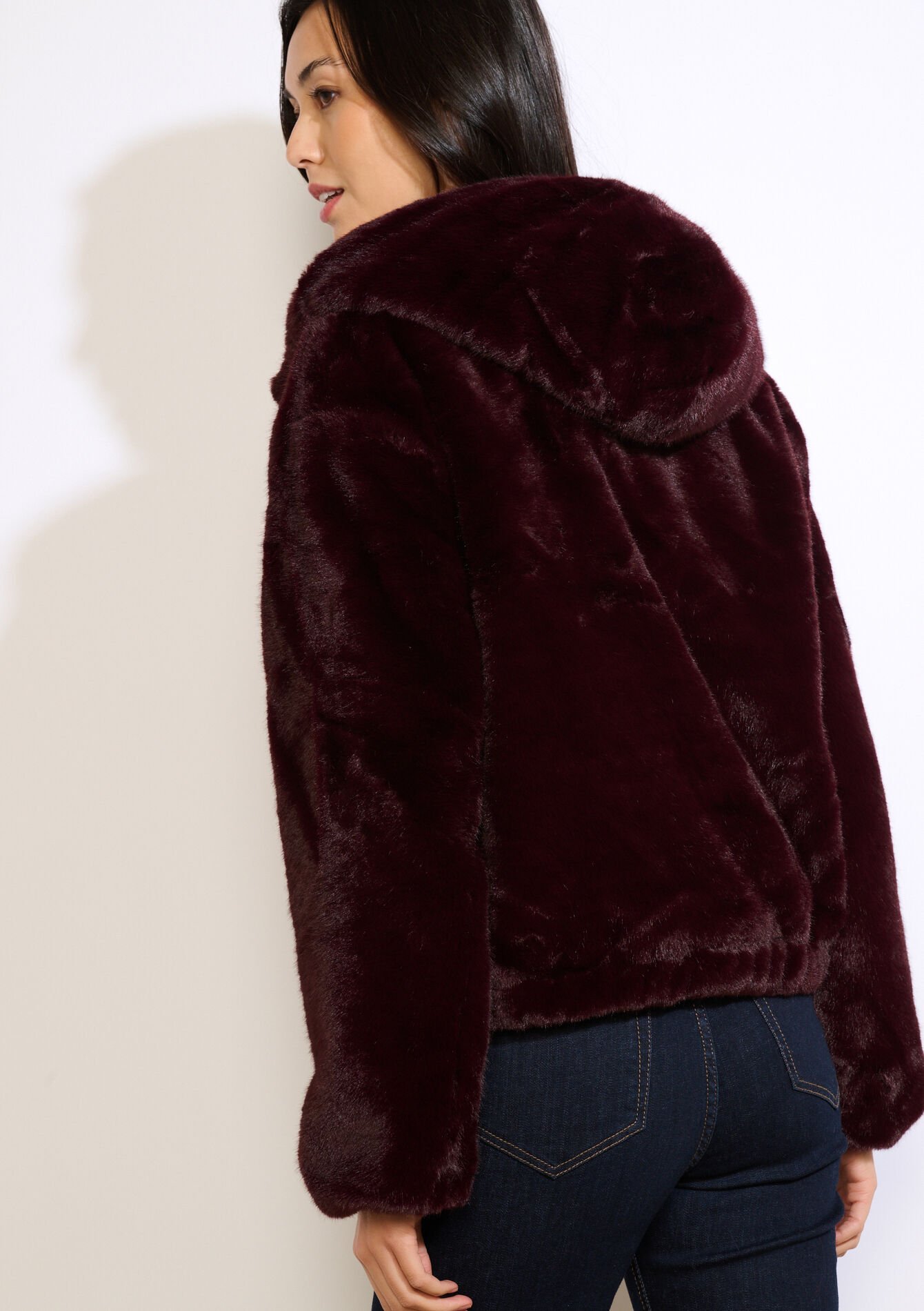 Faux fur cropped bomber, Faux fur cropped bomber - BORDEAUX WINE - 23000800_5514