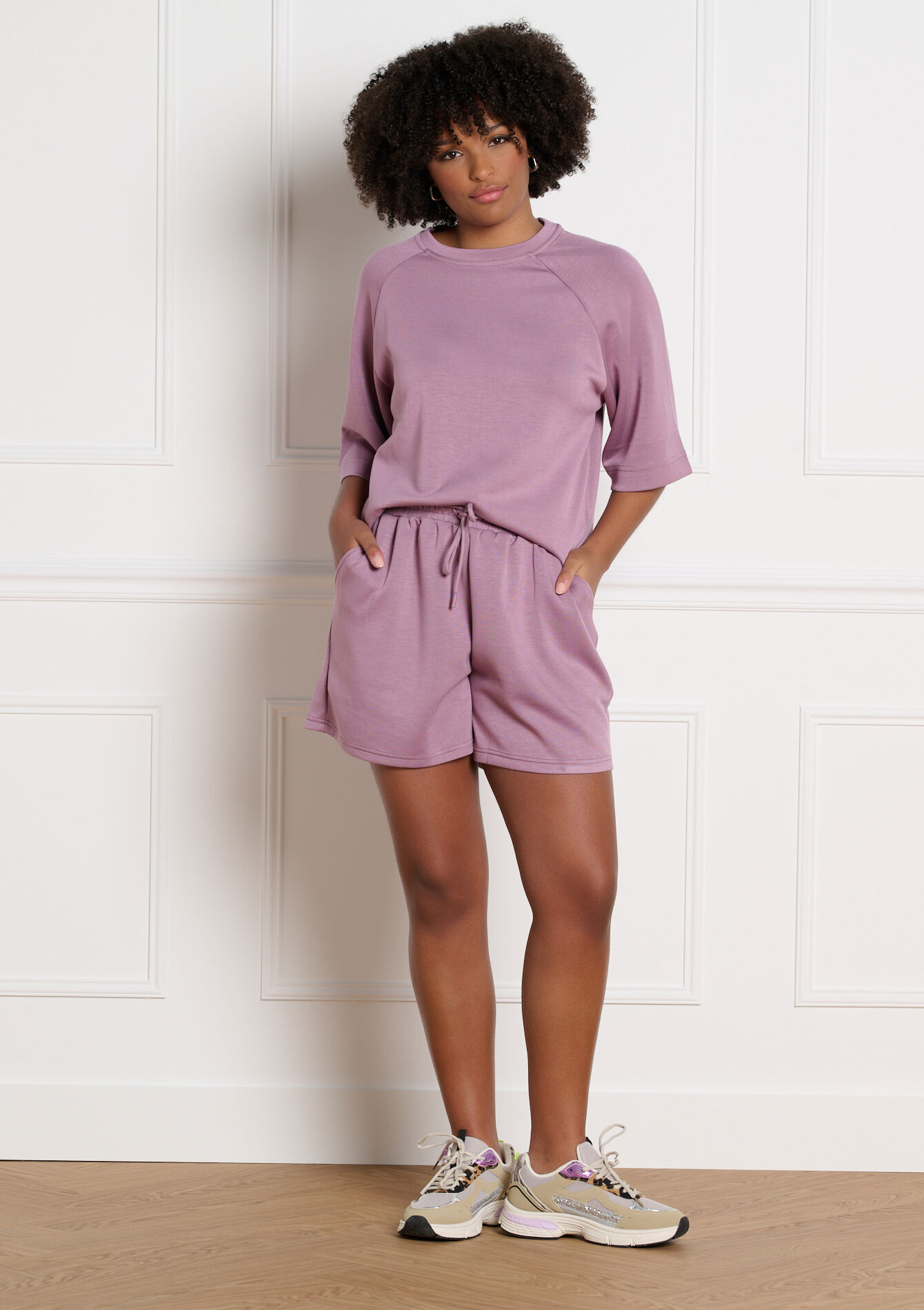 Short fluide taille élastiquée - PASTEL LILAC - 15100410_1493