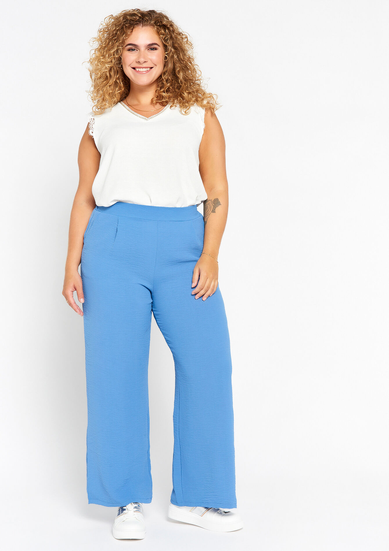 Pantalon évasé, Pantalon évasé - BLUE DENIM - 06600773_1638