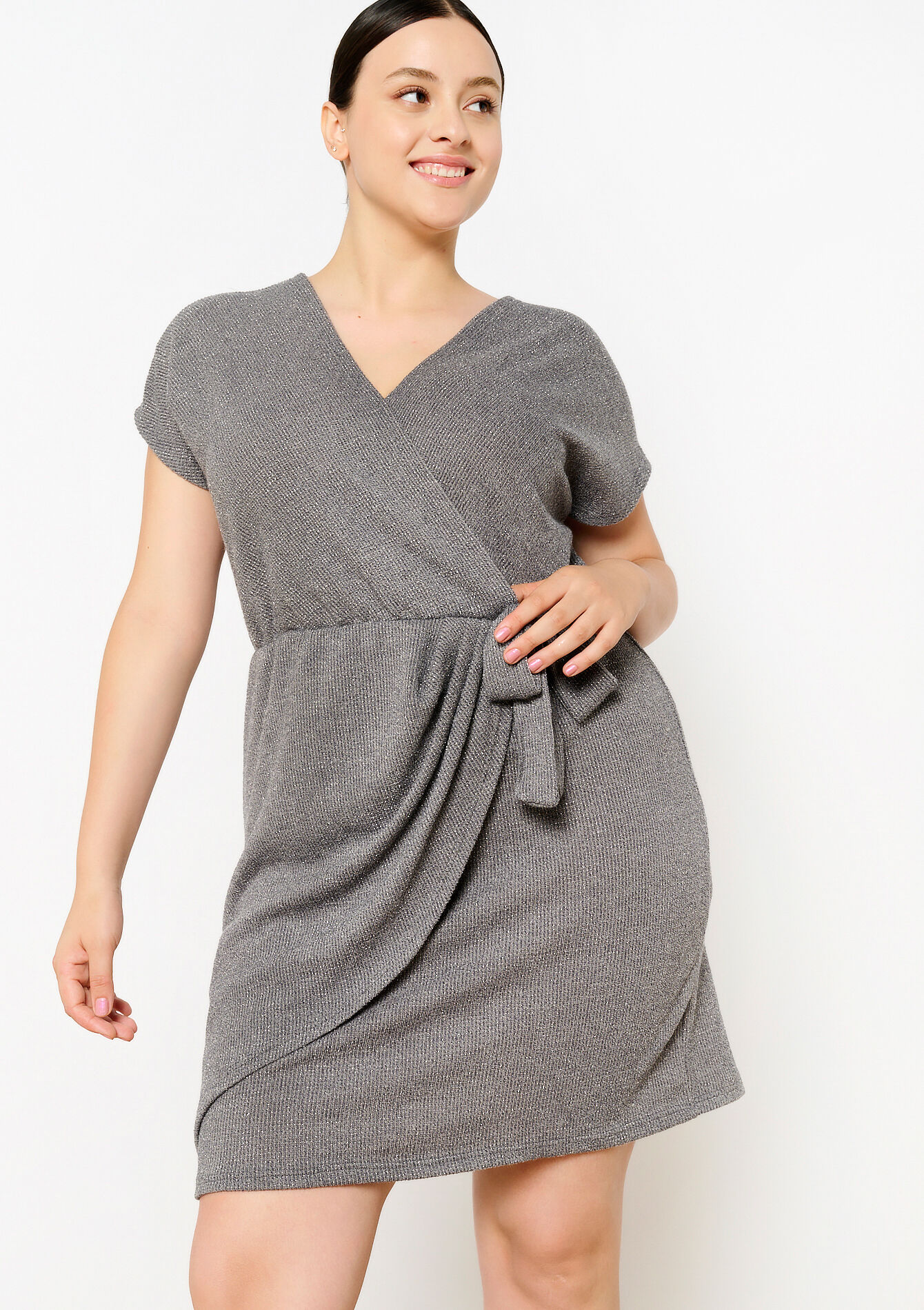 Robe cache-coeur avec lurex, Robe cache-coeur avec lurex, , back