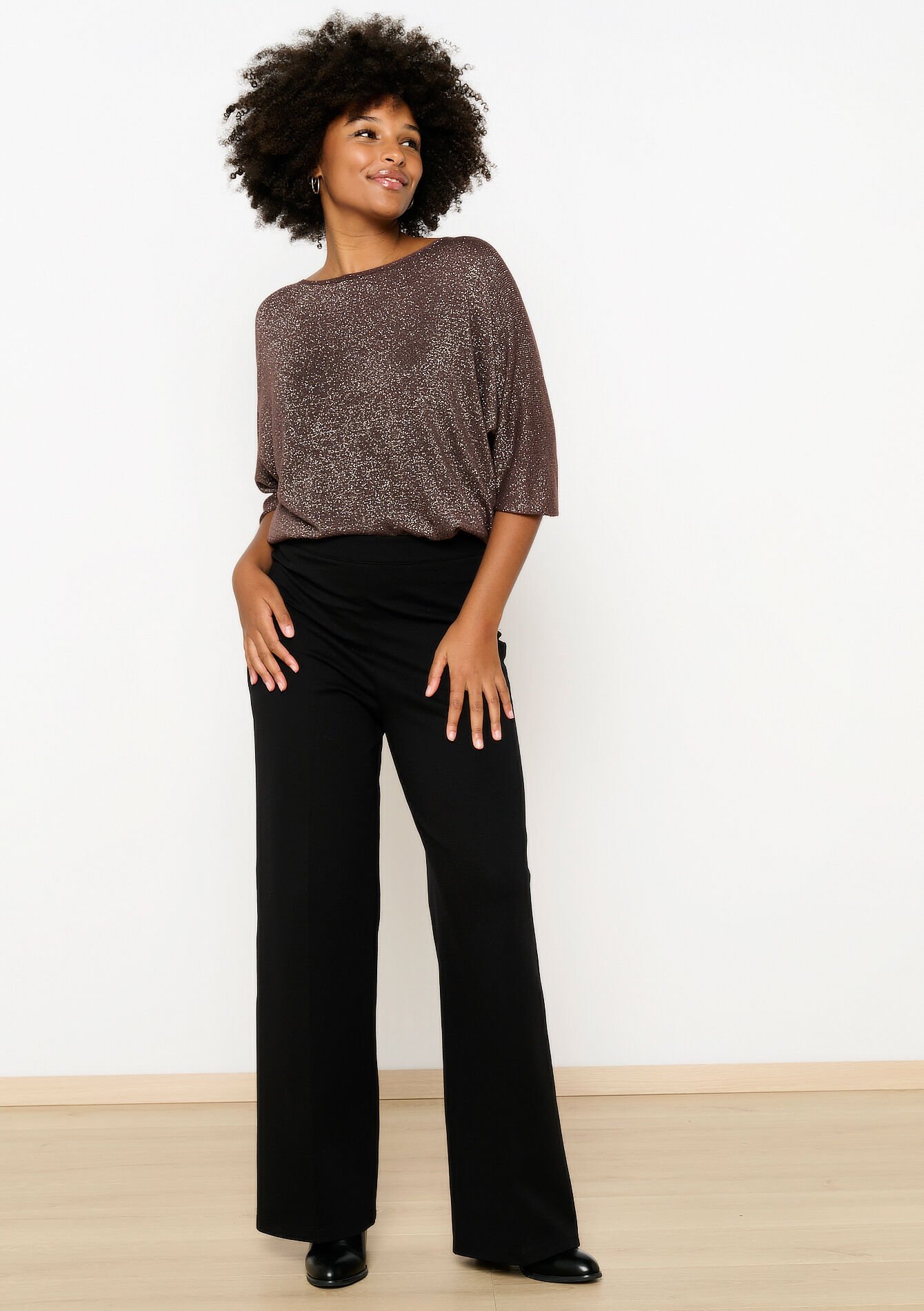 Fijne trui met lurex, Fijne trui met lurex - BROWN DARK CHOCOLATE - 04006637_3720