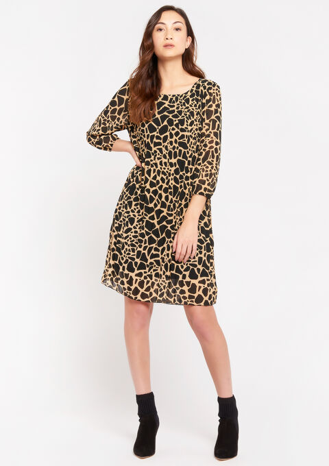 Plisse Jurk Met Giraf Print Lolaliza