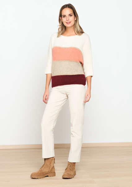 Colourblock pullover with lurex - COSMETIC PINK - 04006361_5733