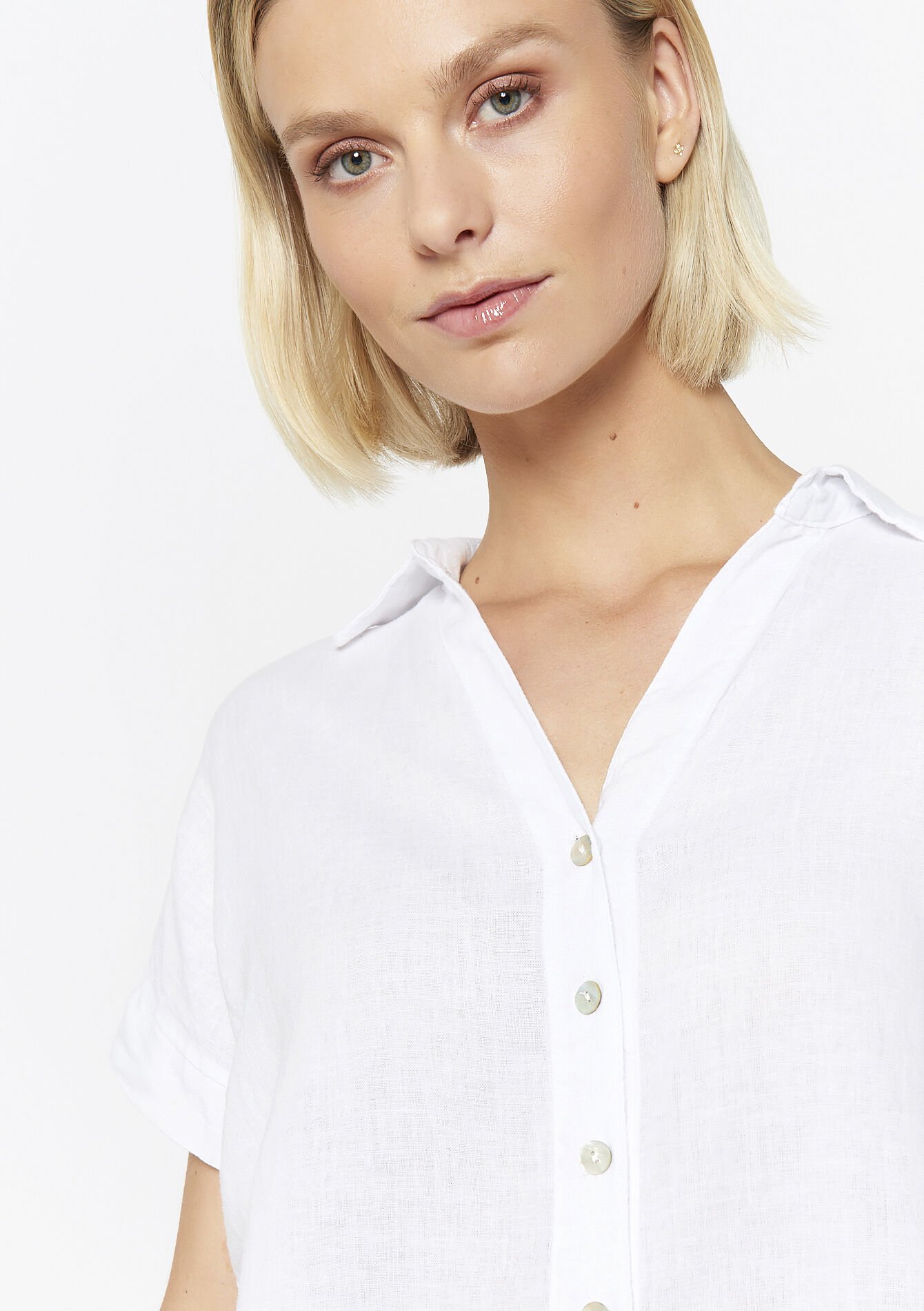 Linnen blouse met knoopsluiting, Linnen blouse met knoopsluiting - OPTICAL WHITE - 05702839_1019