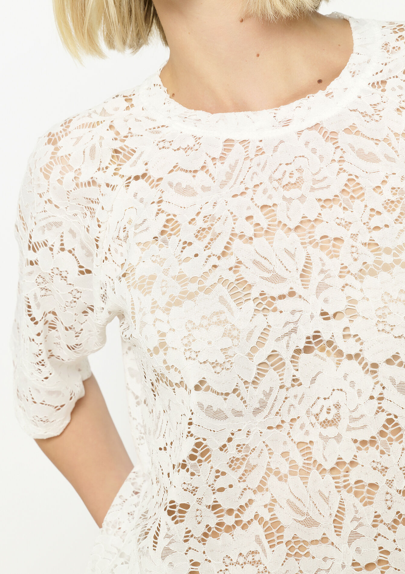 Romantische kanten top, Romantische kanten top - OPTICAL WHITE - 02301842_1019