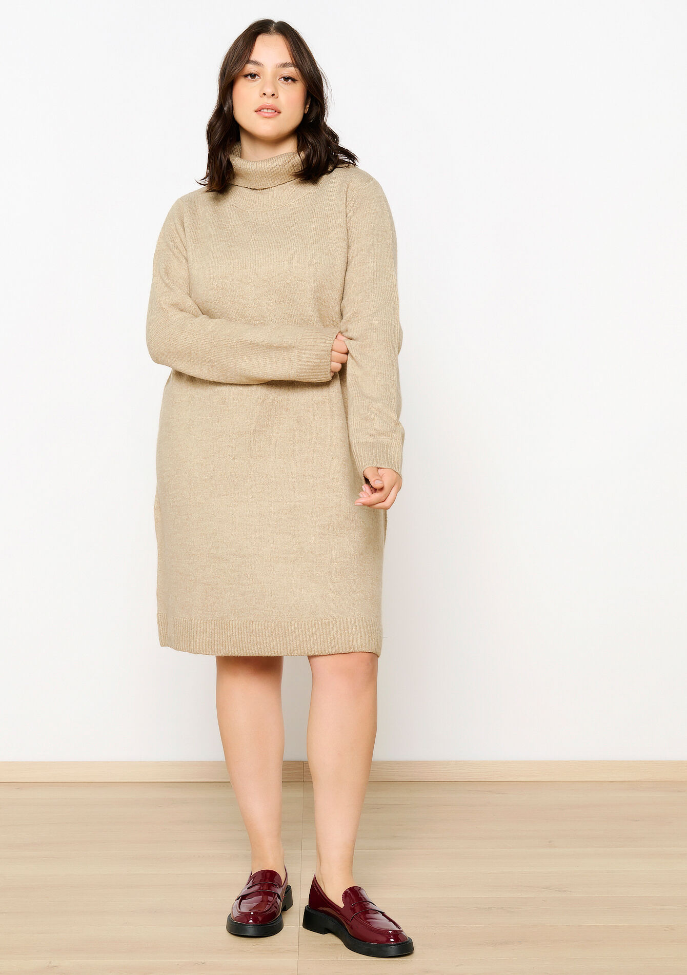 Trui-jurk met rolkraag, Trui-jurk met rolkraag - LIGHT TAUPE - 08103537_2572