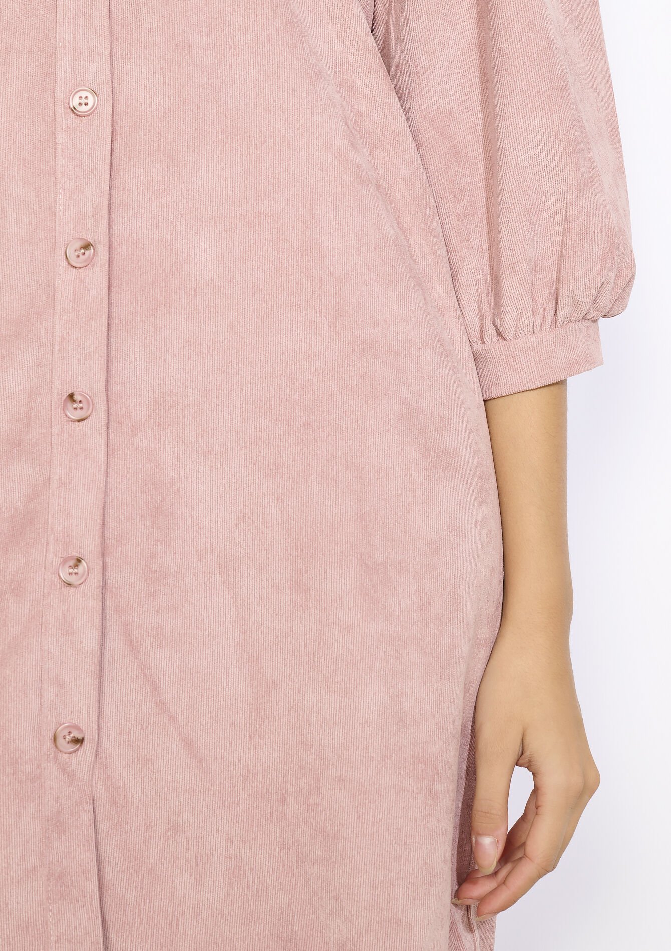 Korte jurk in ribfluweel, Korte jurk in ribfluweel - COSMETIC PINK - 08104308_5733