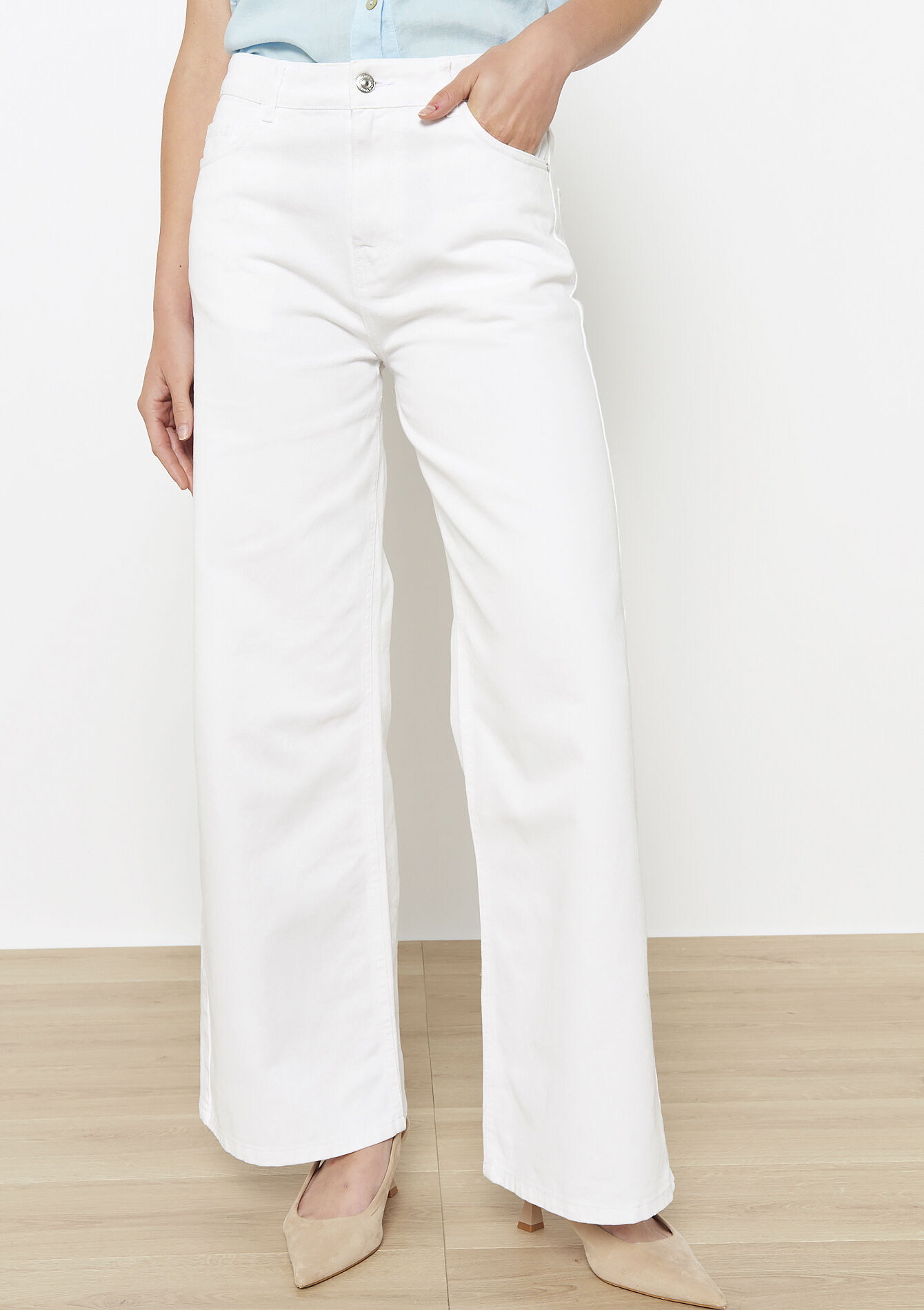 High waist wide jeans, High waist wide jeans - WHITE - 22000586_0506