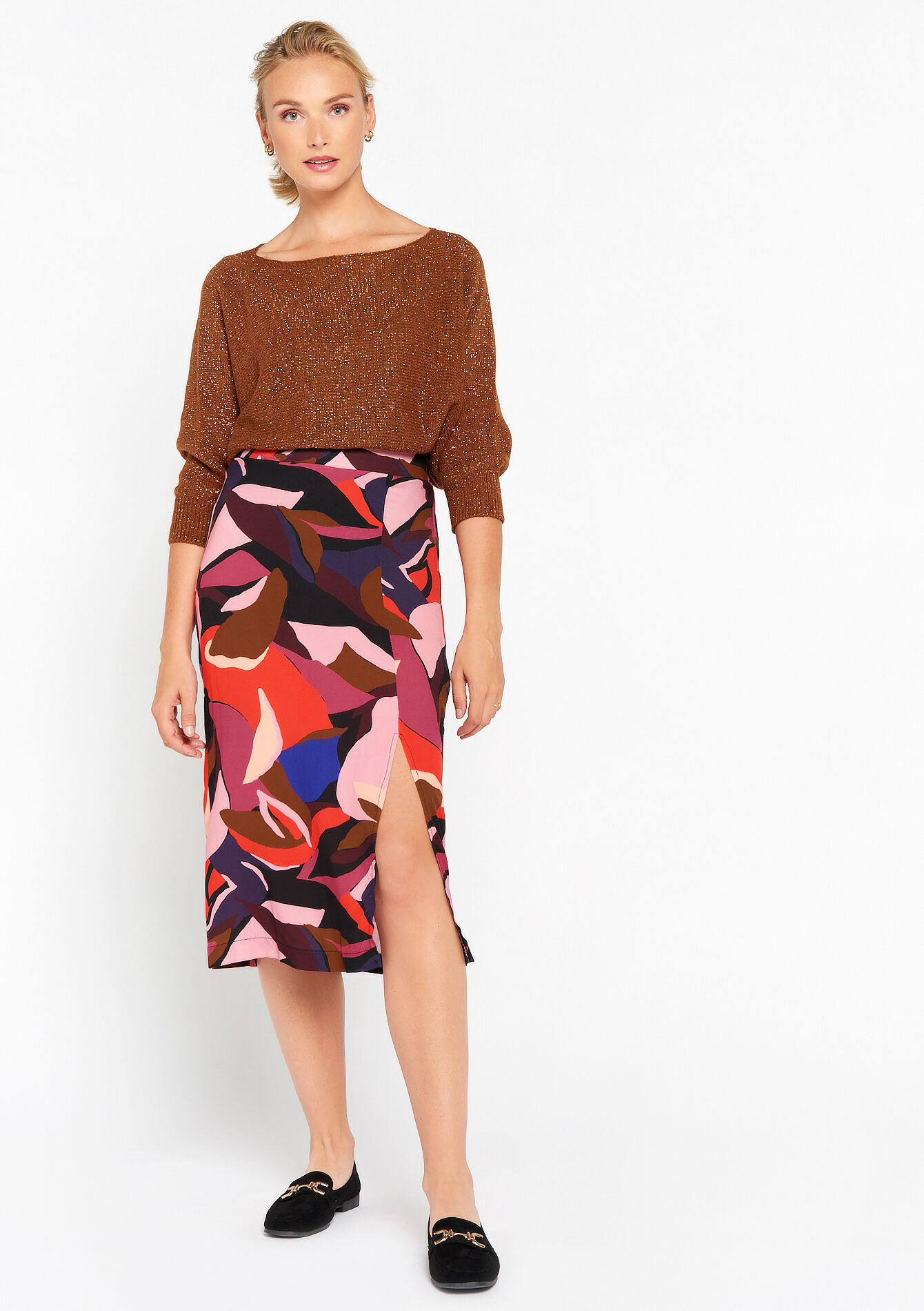 Midi skirt with graphic print - VIOLINE - 07101160_2576