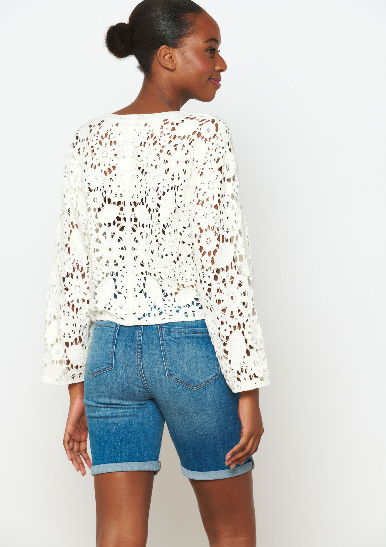 Long denim shorts - MEDIUM BLUE - 22000516_0500