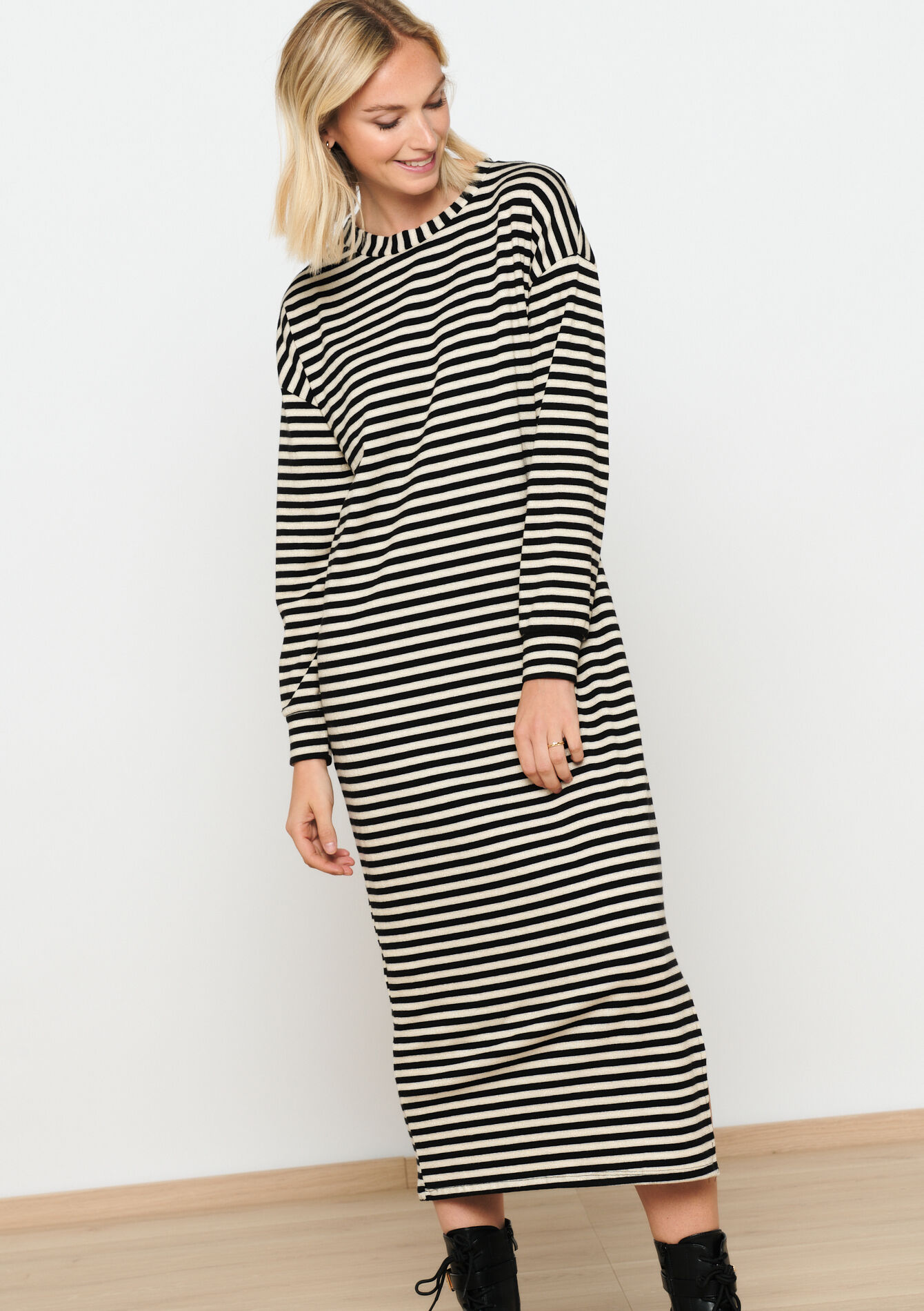 Robe pull à rayures, Robe pull à rayures - BLACK - 08602213_1119