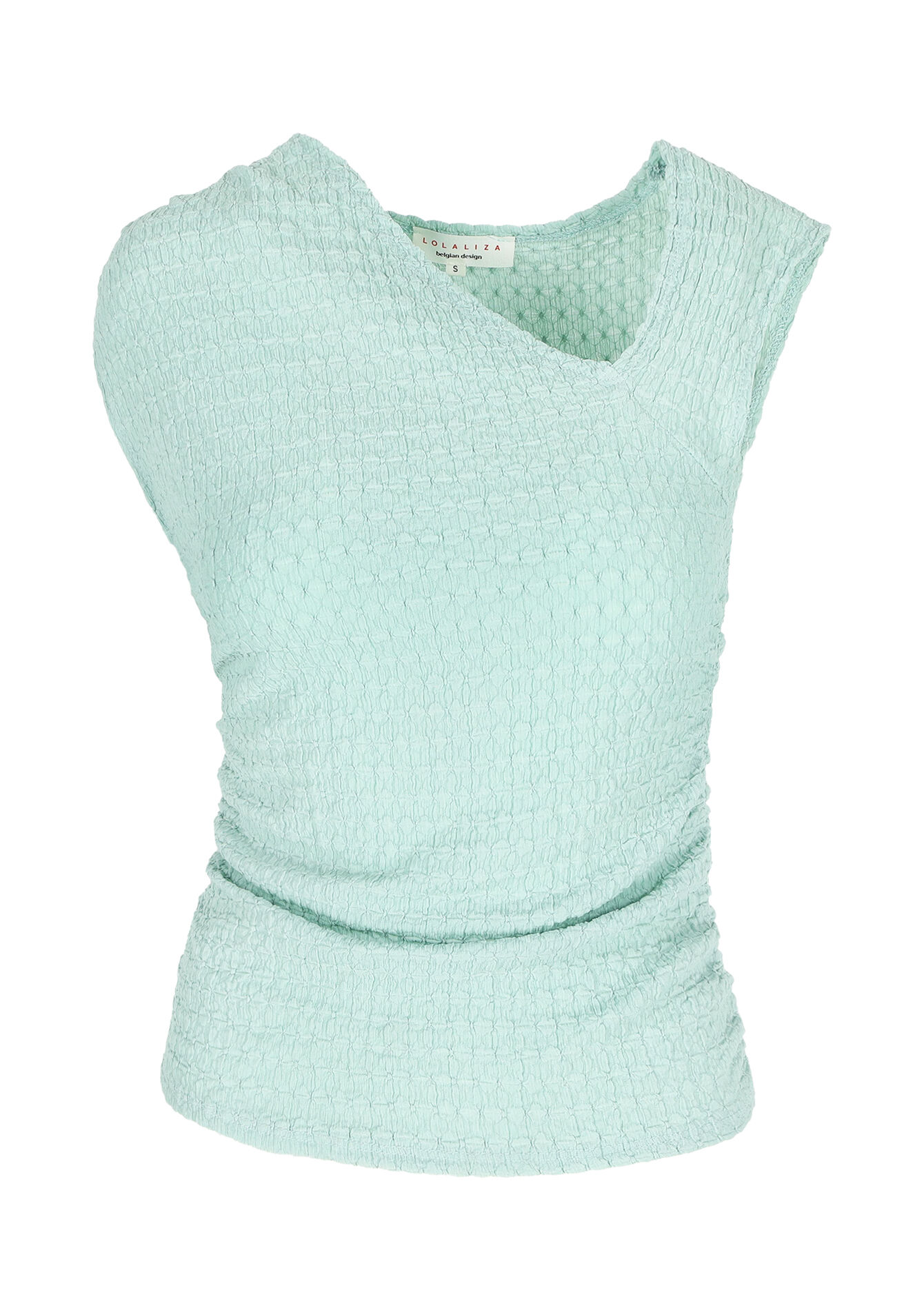 Assymetric top with waffle pattern, Assymetric top with waffle pattern - MINT GREEN - 02200421_1723