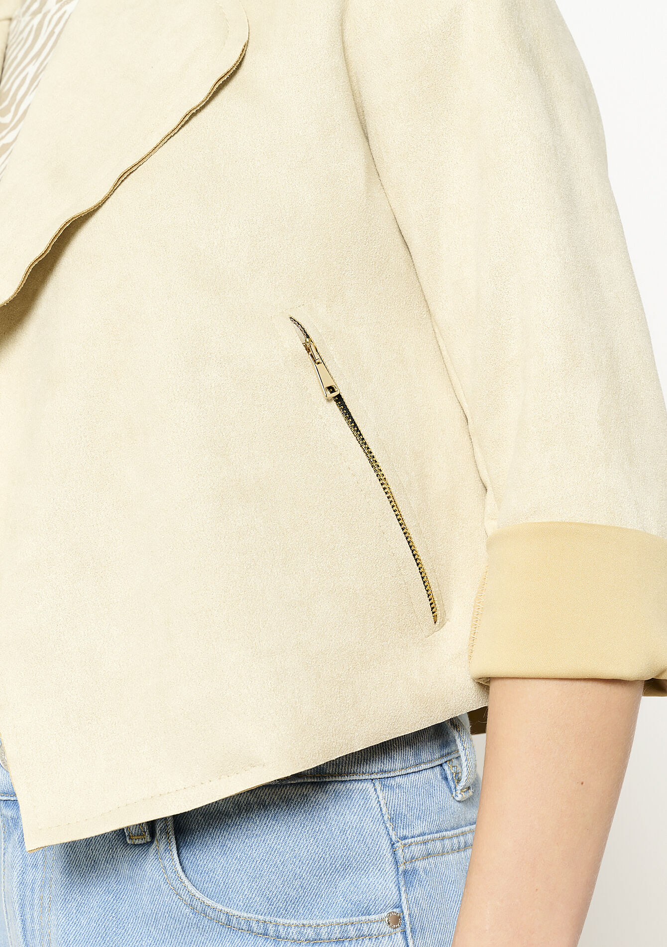 Veste courte en suédine, Veste courte en suédine - LT BEIGE - 09001477_2527