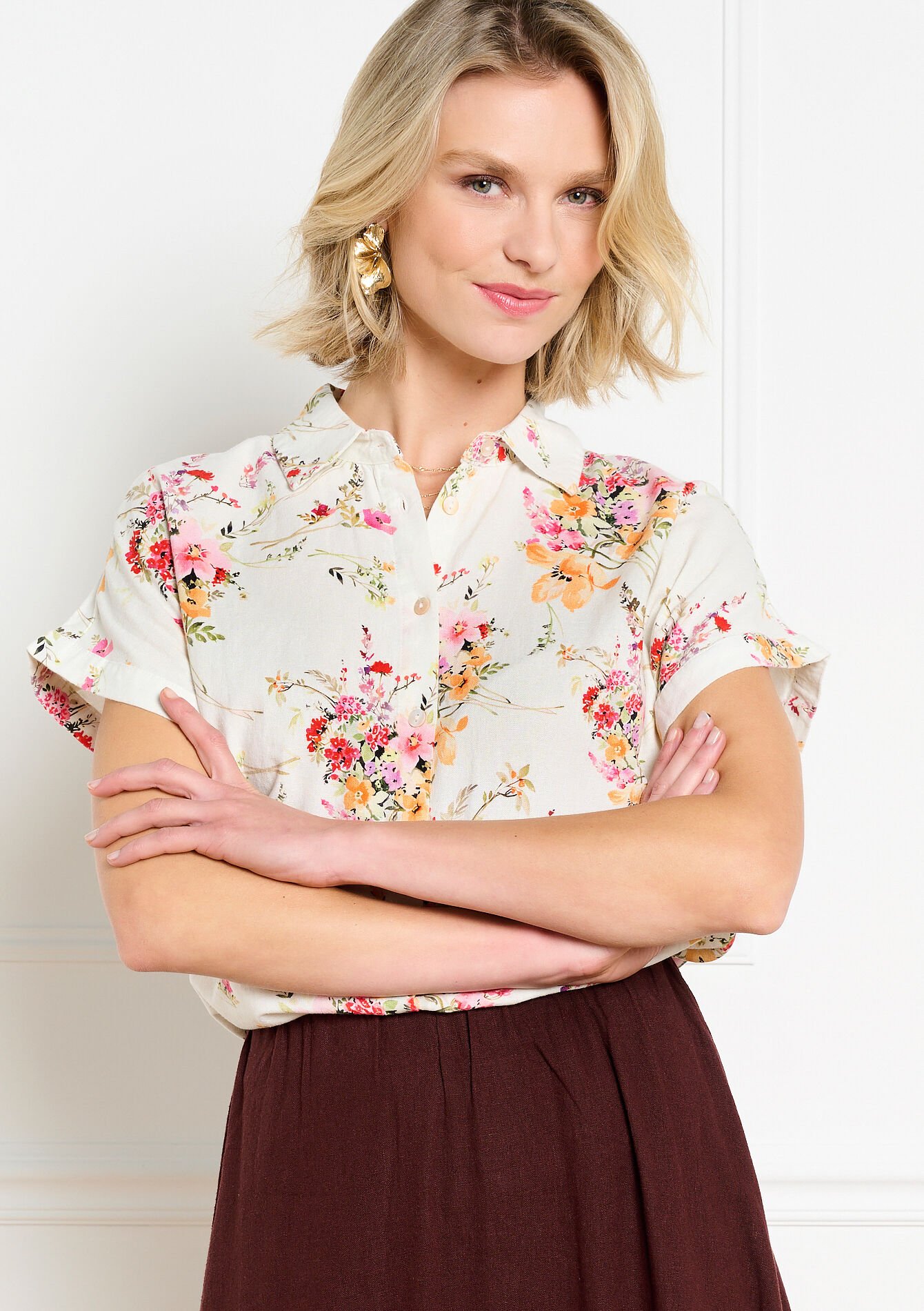 Luchtige blouse met print - VANILLA WHITE - 05702967_1013