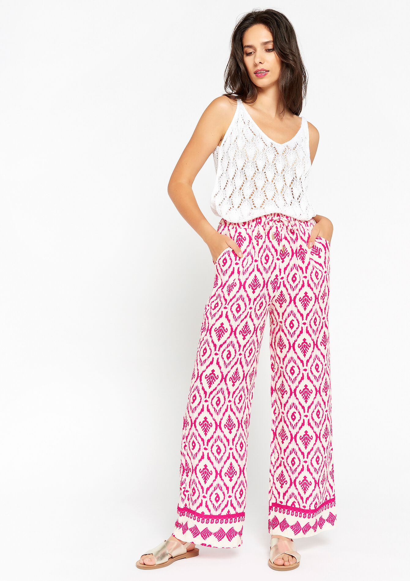 Losse broek met batik, Losse broek met batik - FUCHSIA - 06600780_5626