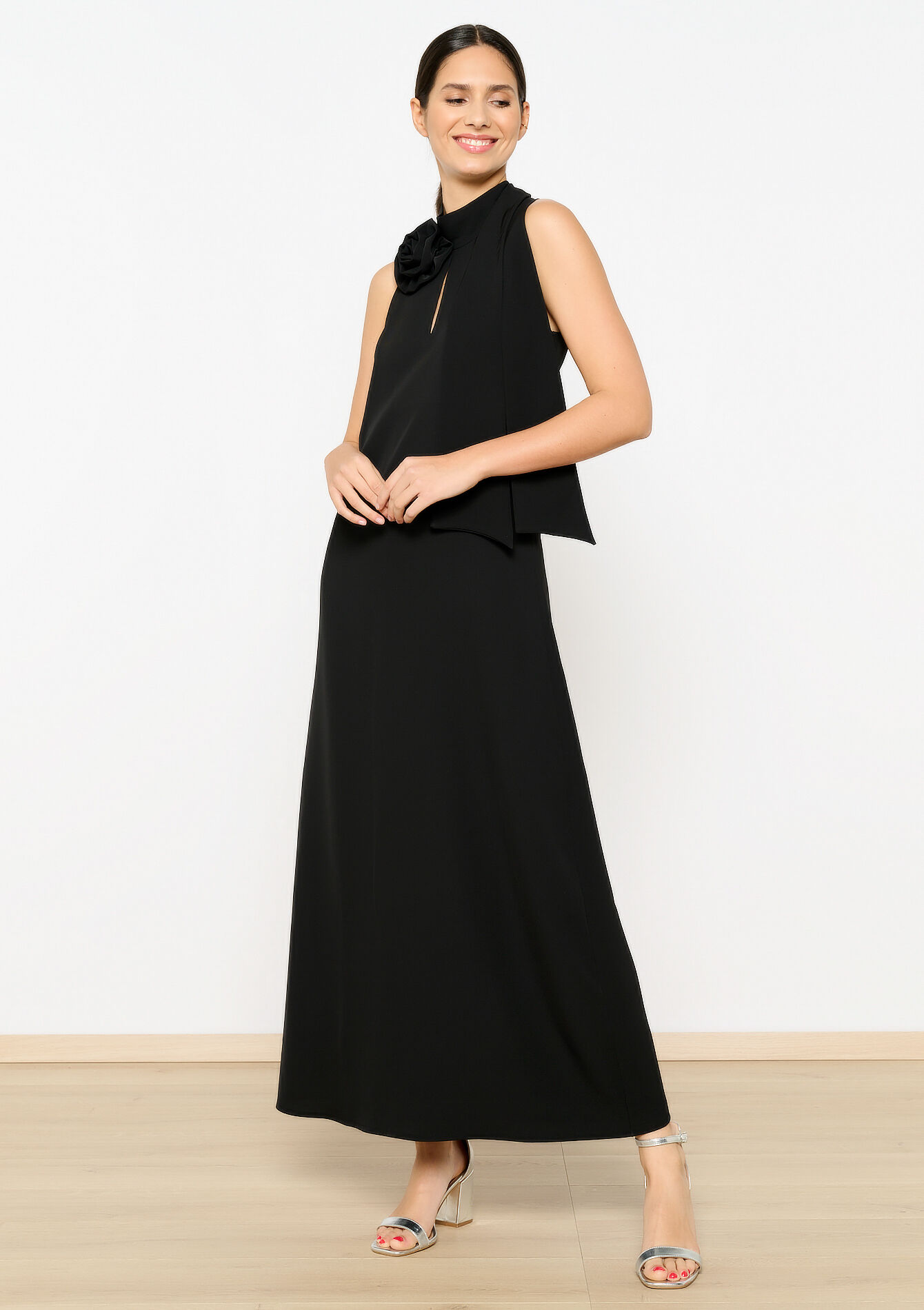 Halterjurk met roos, Halterjurk met roos - BLACK - 08103563_1119