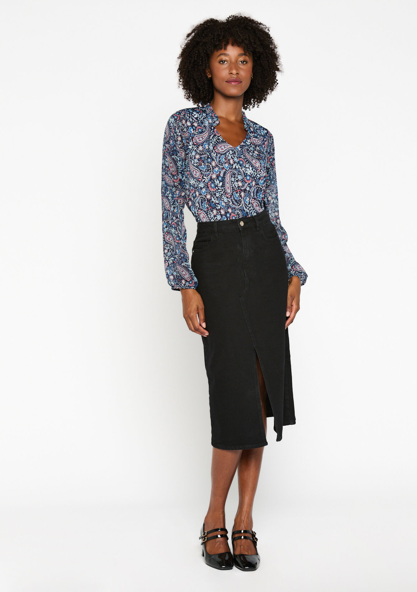 T-shirt with paisley print - NAVY BASIC - 02400261