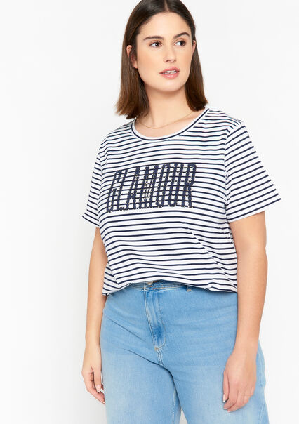 Striped T-shirt with inscription - OFFWHITE - 02301351_1001