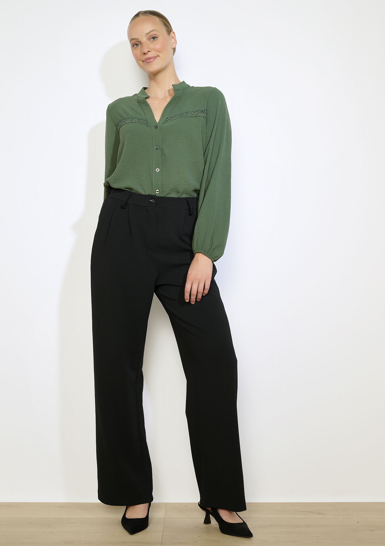Tailored twill broek, Tailored twill broek - BLACK - 06100744_1119