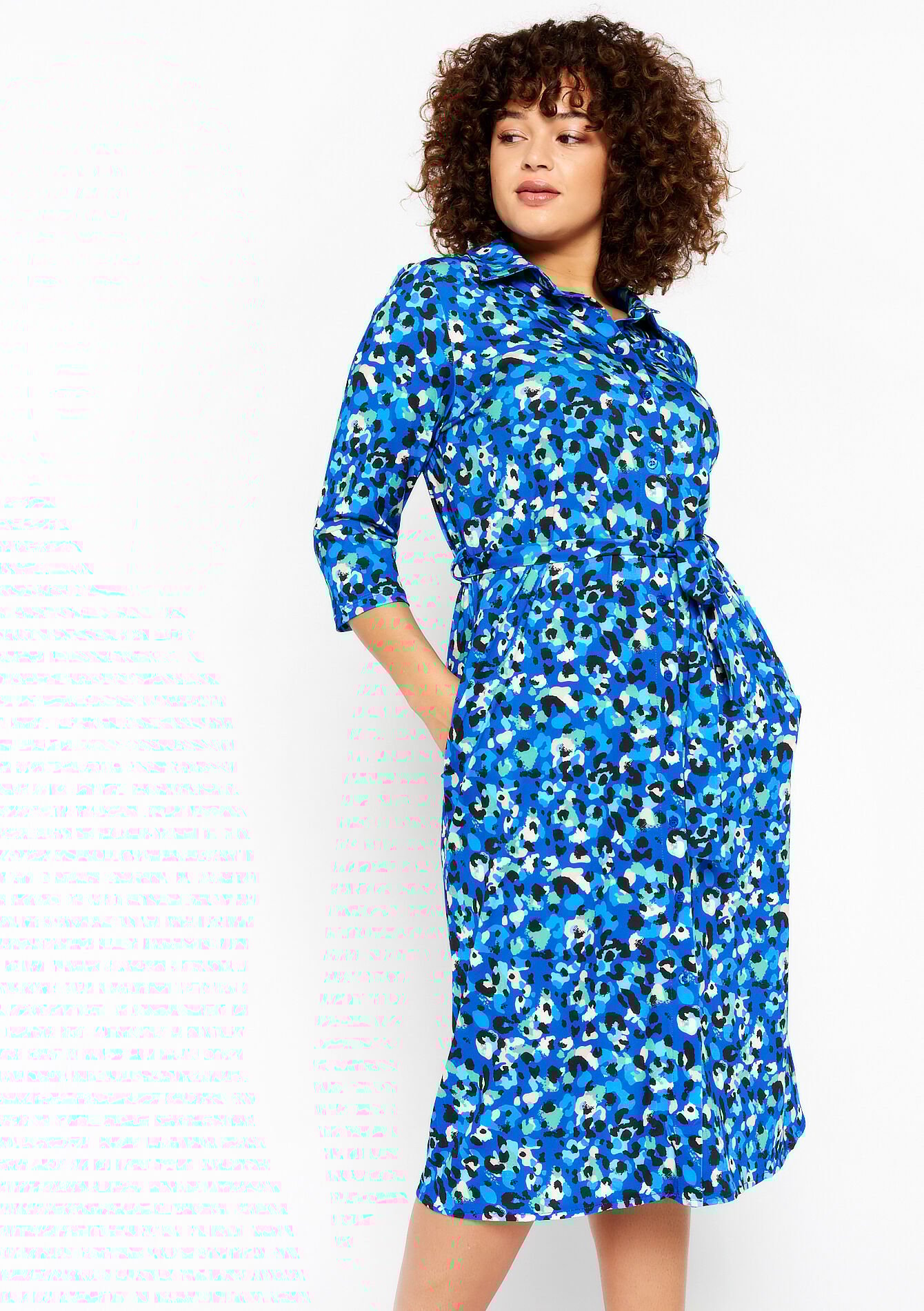 Leopard print shirt dress, Leopard print shirt dress - BLUE FAIENCE - 08103148_1584