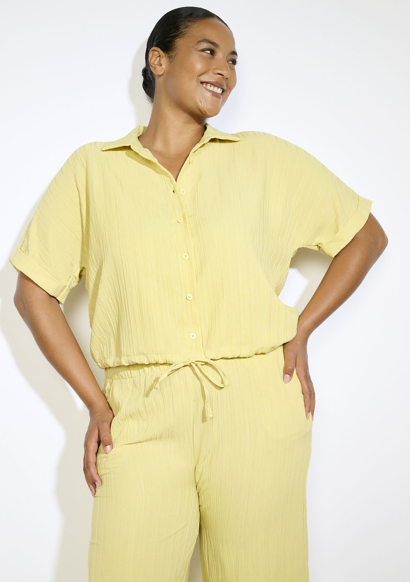 Chemise ample texturée, Chemise ample texturée - OCHER HONEY - 05702926_5112