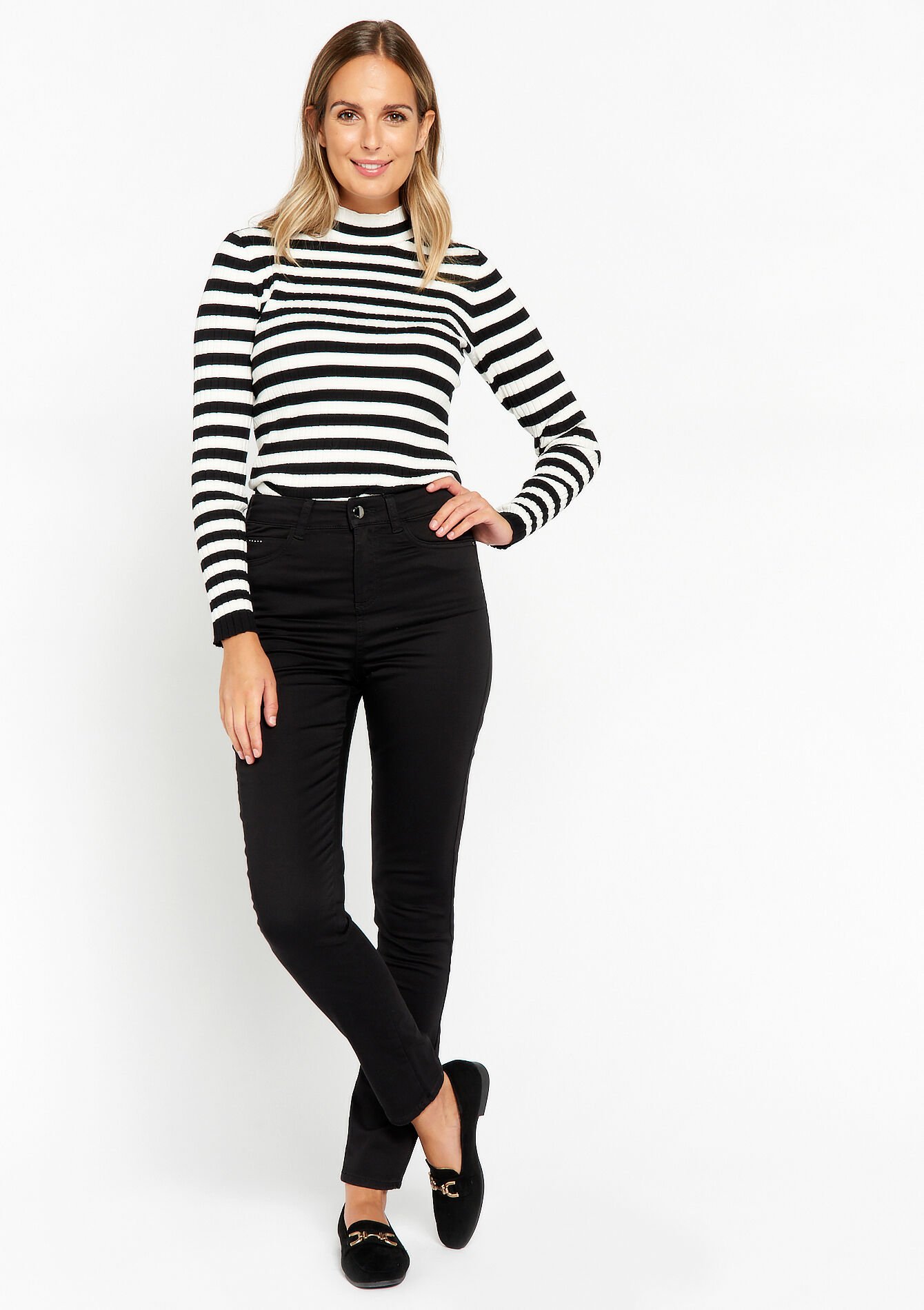 Skinny broek met hoge taille - BLACK - 06004342_1119
