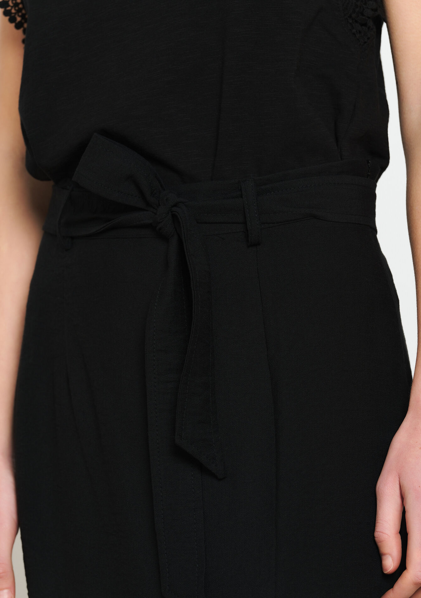 Midi skirt with linen look, Midi skirt with linen look - BLACK - 07101236_1119