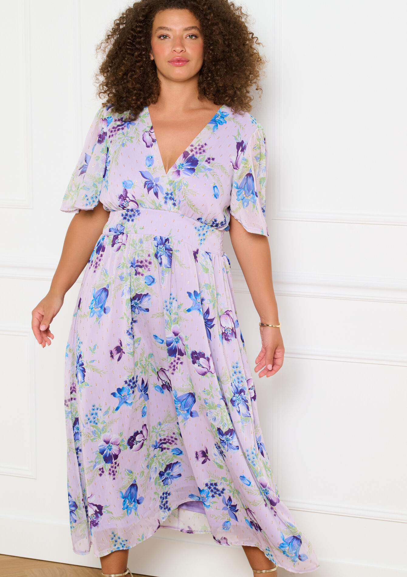 Maxi-jurk met bloemen, , back