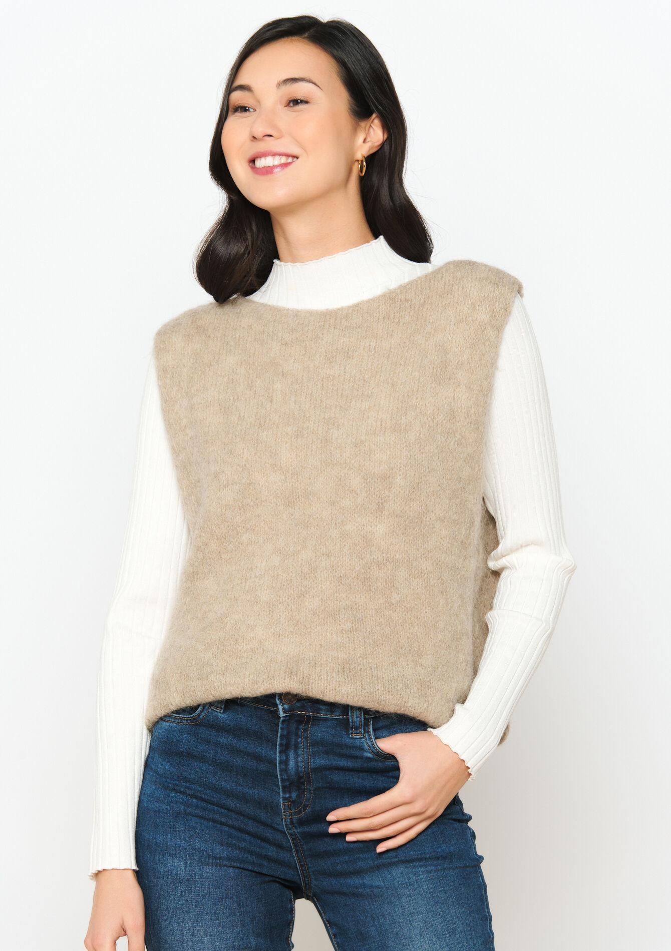 Oversized tank top, Oversized tank top - LIGHT TAUPE - 1095545