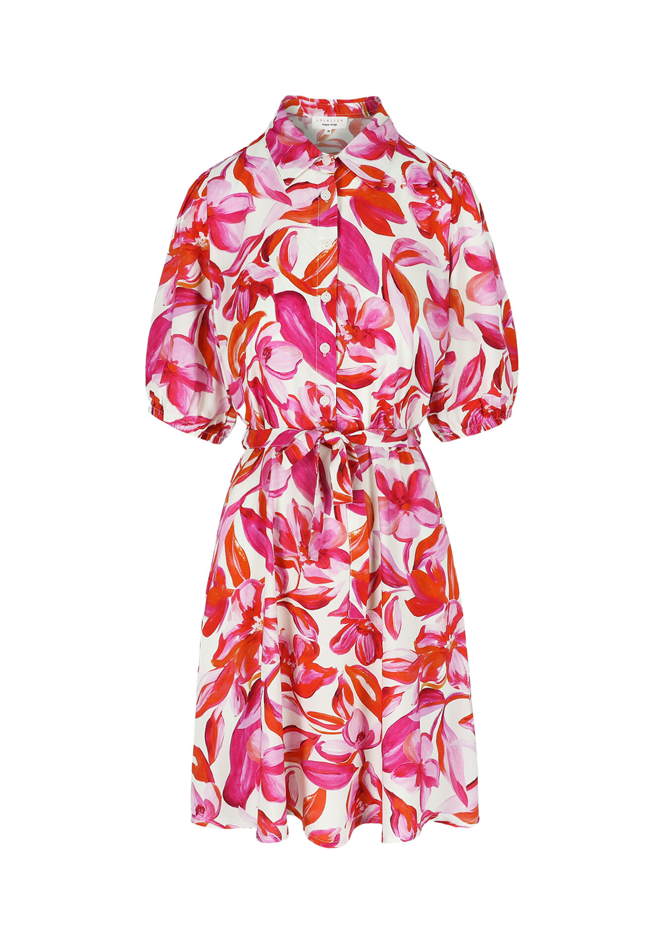 Robe chemise cintrée, Robe chemise cintrée - FUSCHIA PINK - 08103888_1465