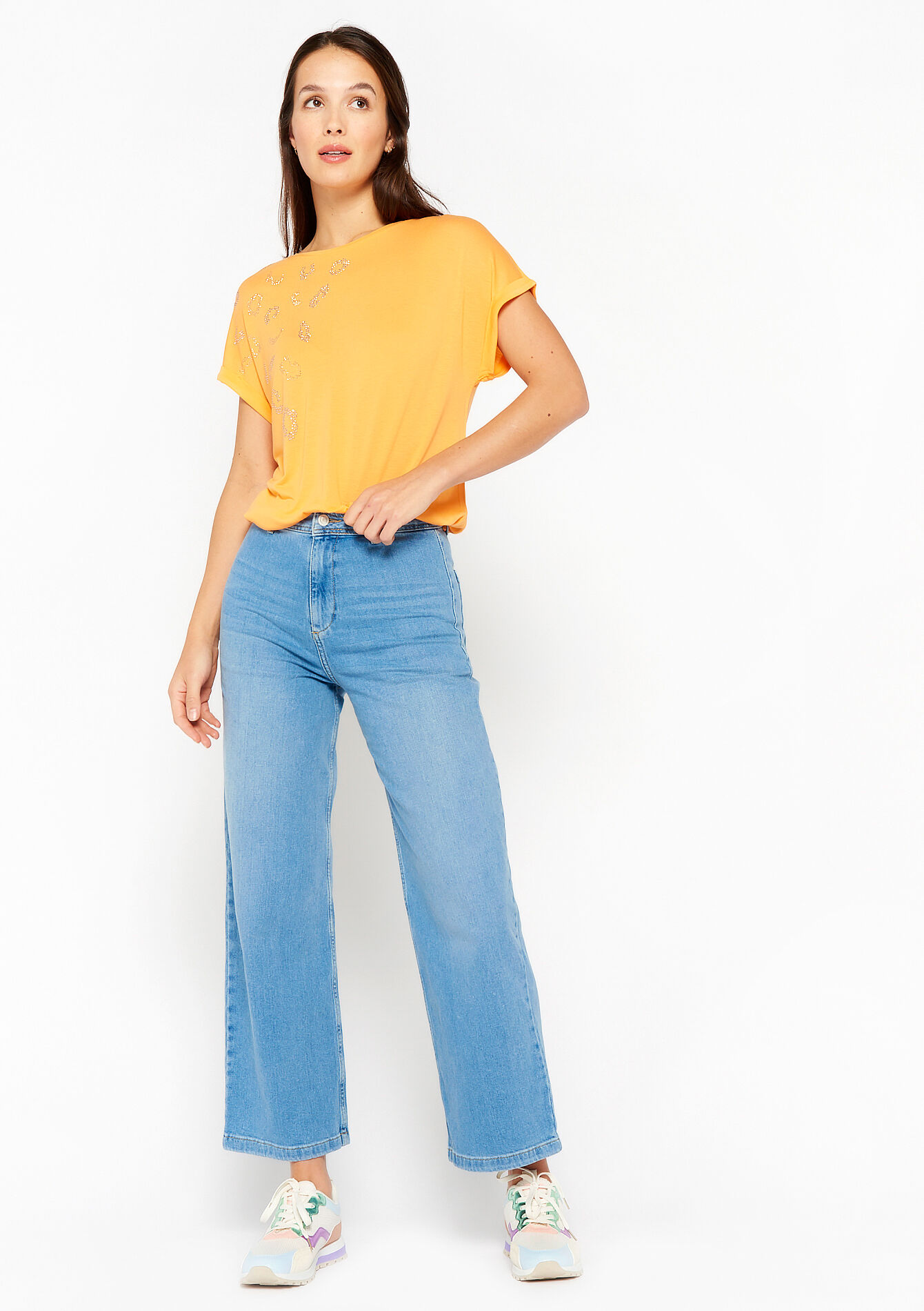 Wijde jeans, Wijde jeans - BLUE BLEACHED - 22000443_0502