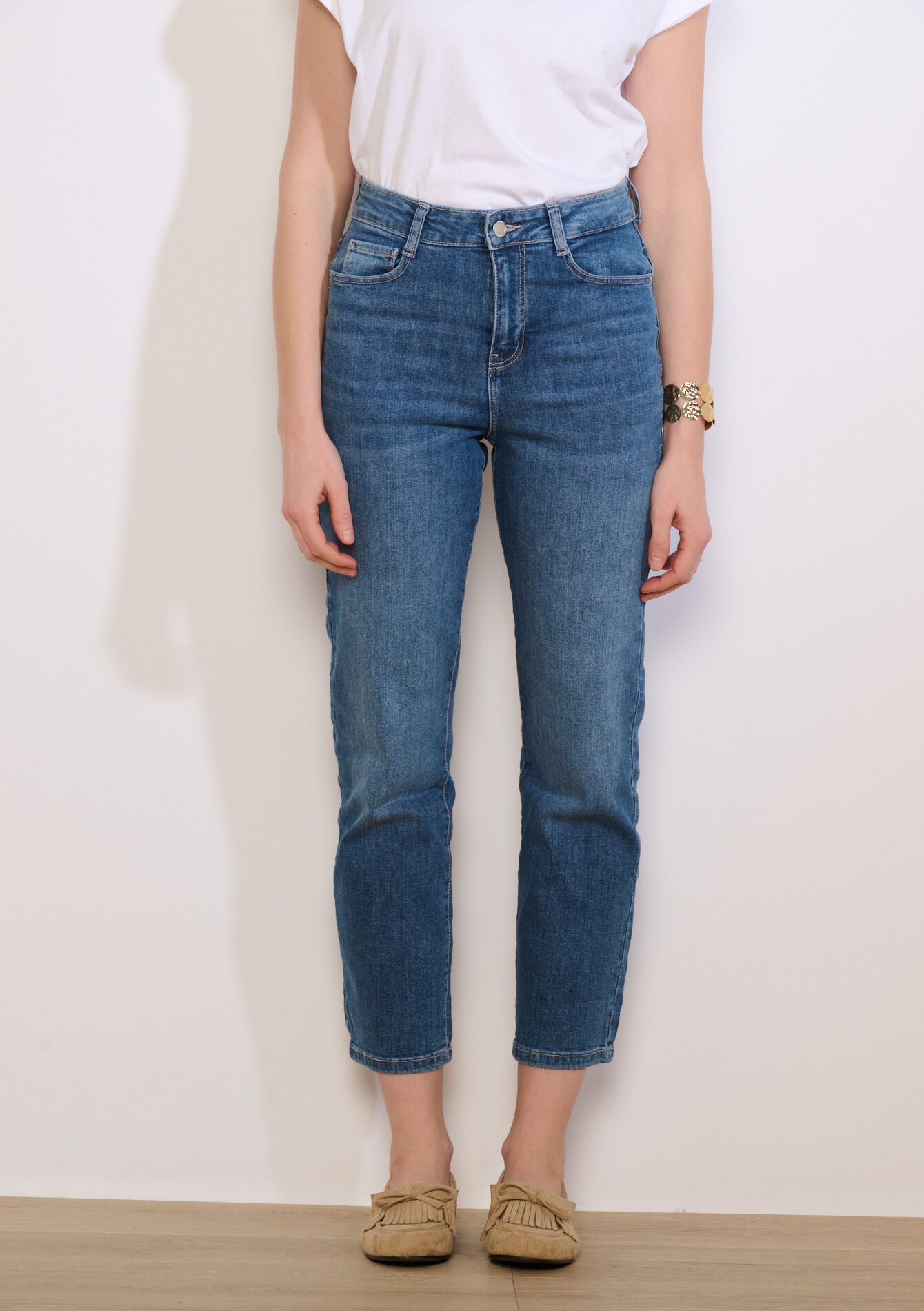 7/8 rechte jeans - MEDIUM BLUE - 22000636_0500
