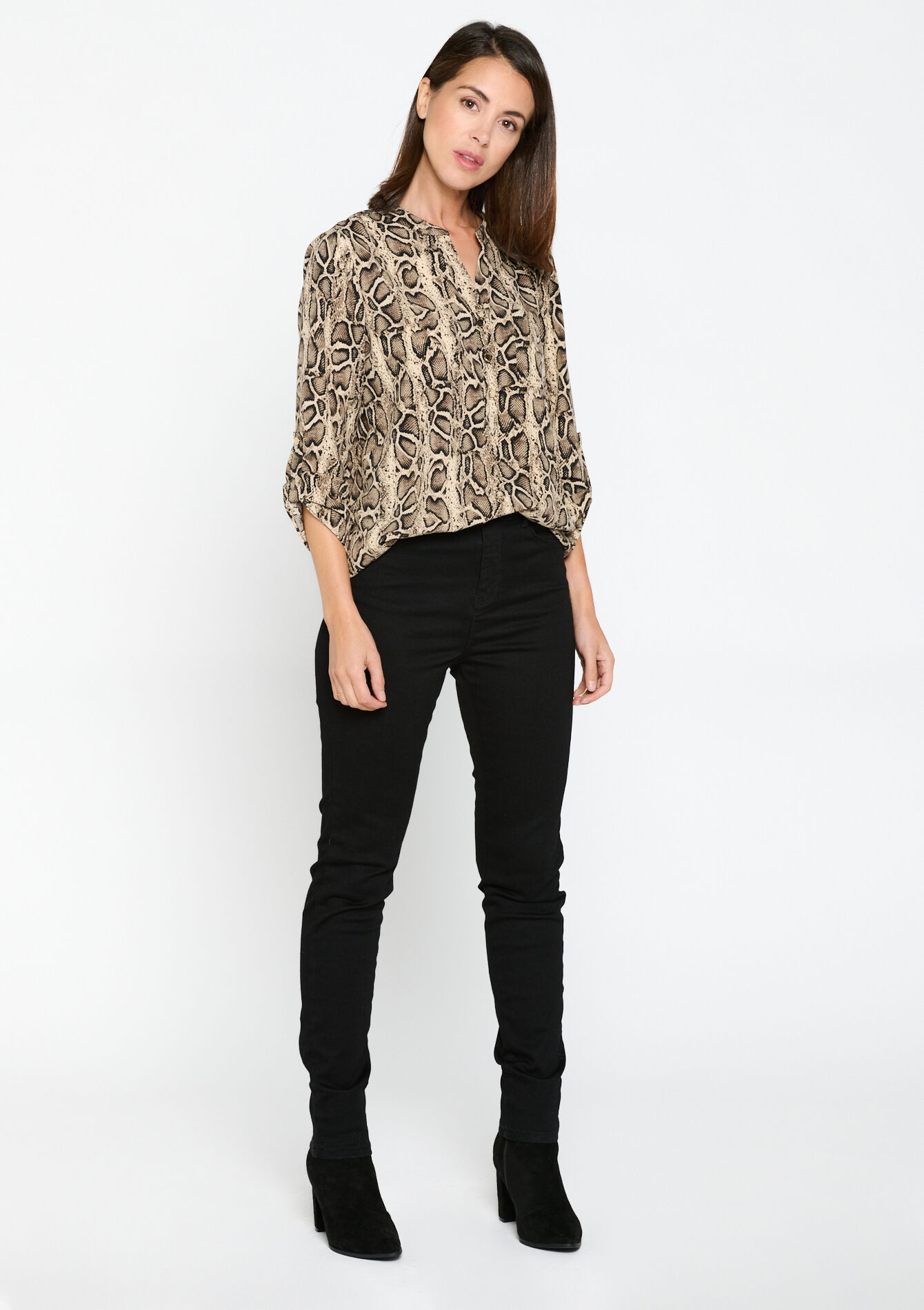 Blouse met dierenprint - BEIGE/BLACK - 05702336_6