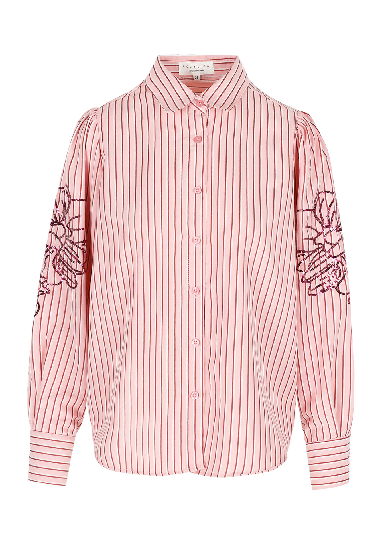 Chemise à rayures brodée - NUDE PINK - 05702940_1301