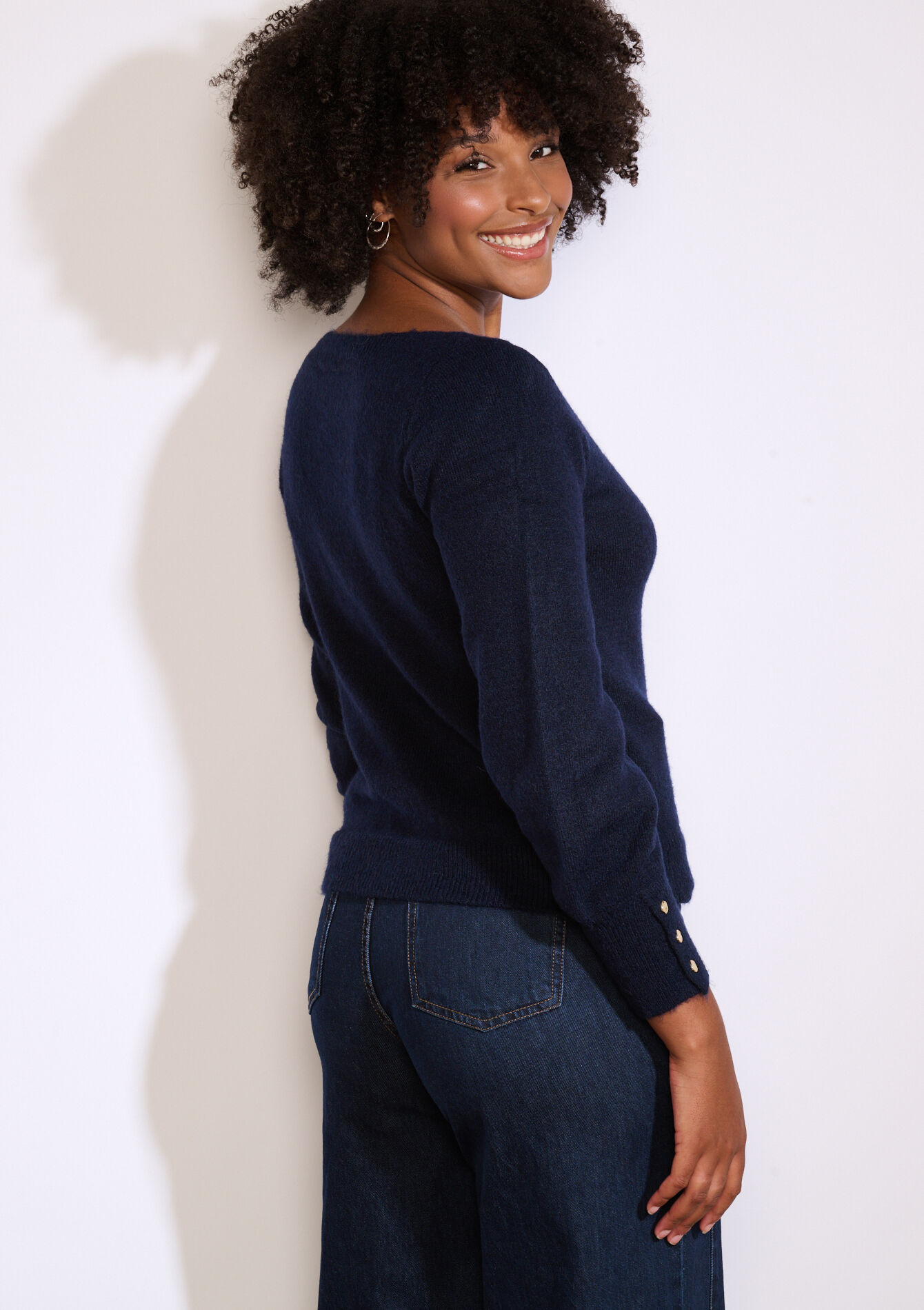 Trui met knopen op mouw, Trui met knopen op mouw - NAVY BASIC - 04006915_2723