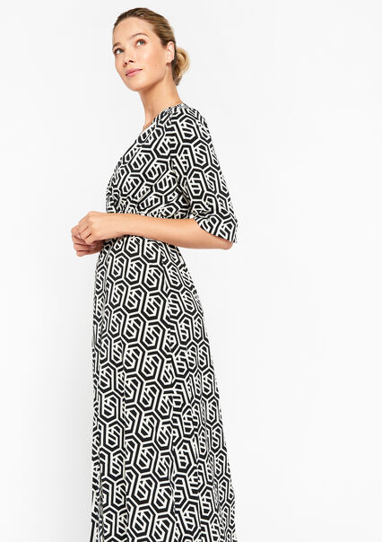 Maxi-jurk met grafische print - BLACK - 08602171_1119