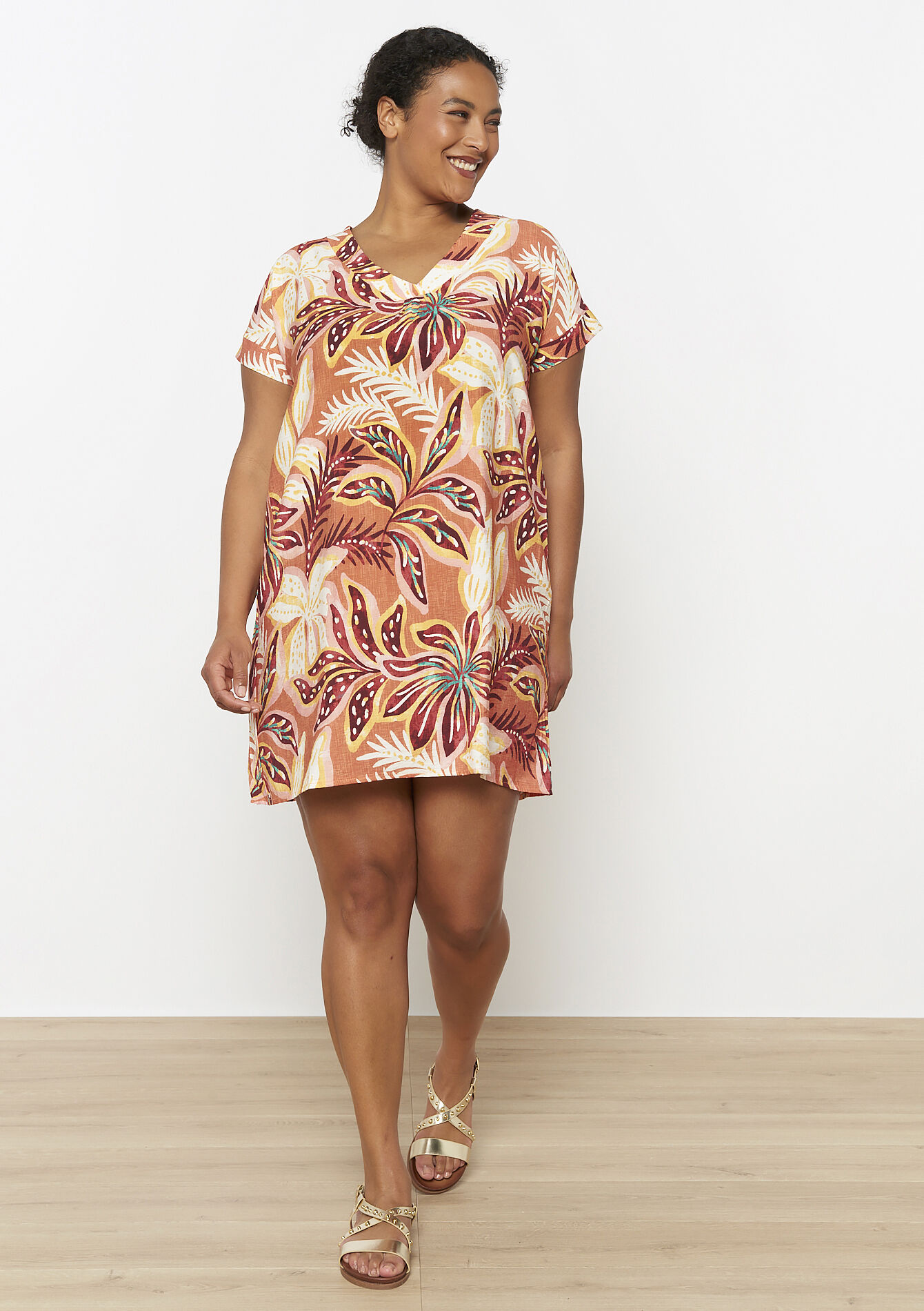 Floral summer dress - TERRACOTTA - 08104113