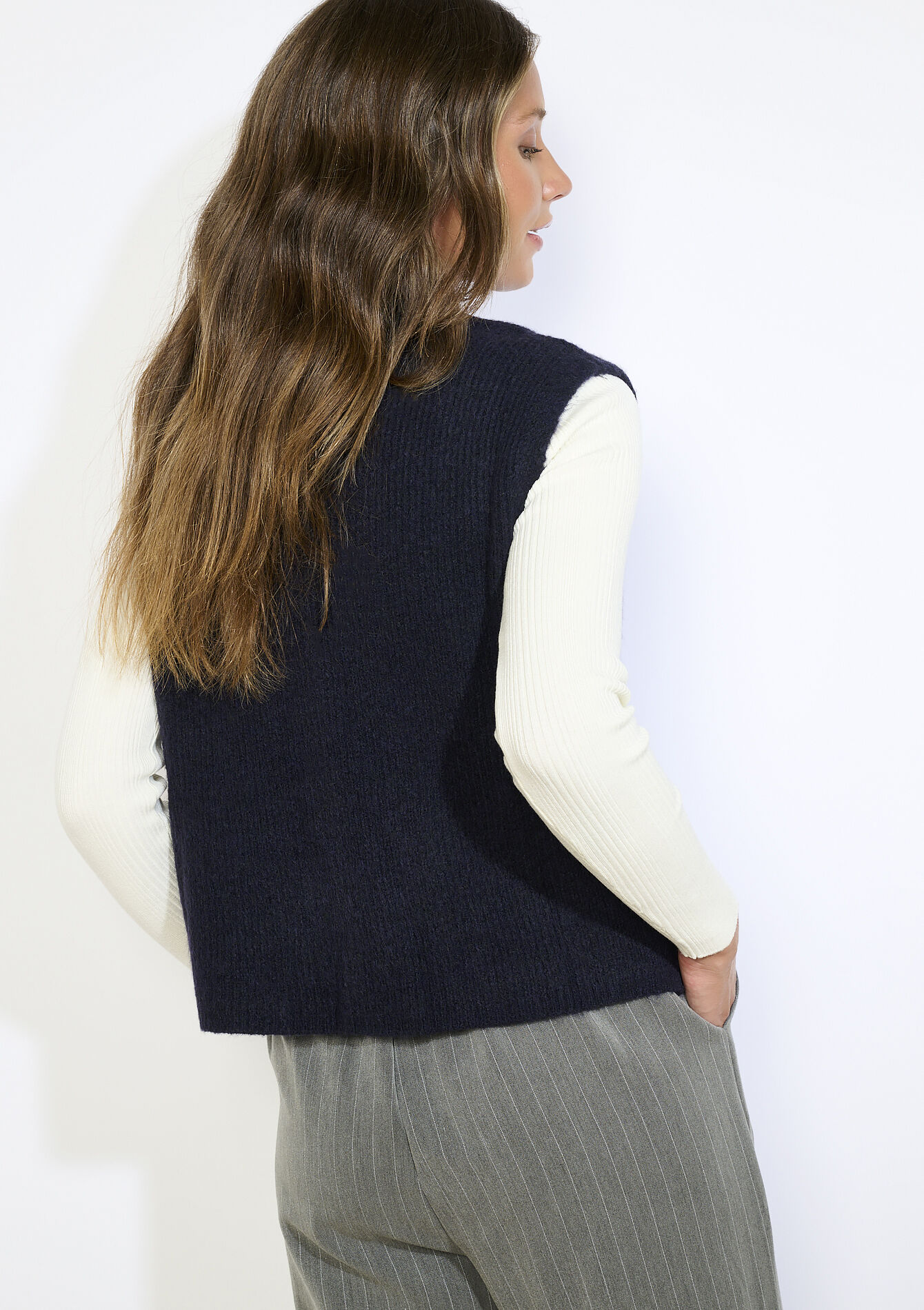 Zachte mouwloze gilet, Zachte mouwloze gilet - NAVY BASIC - 04101334_2723
