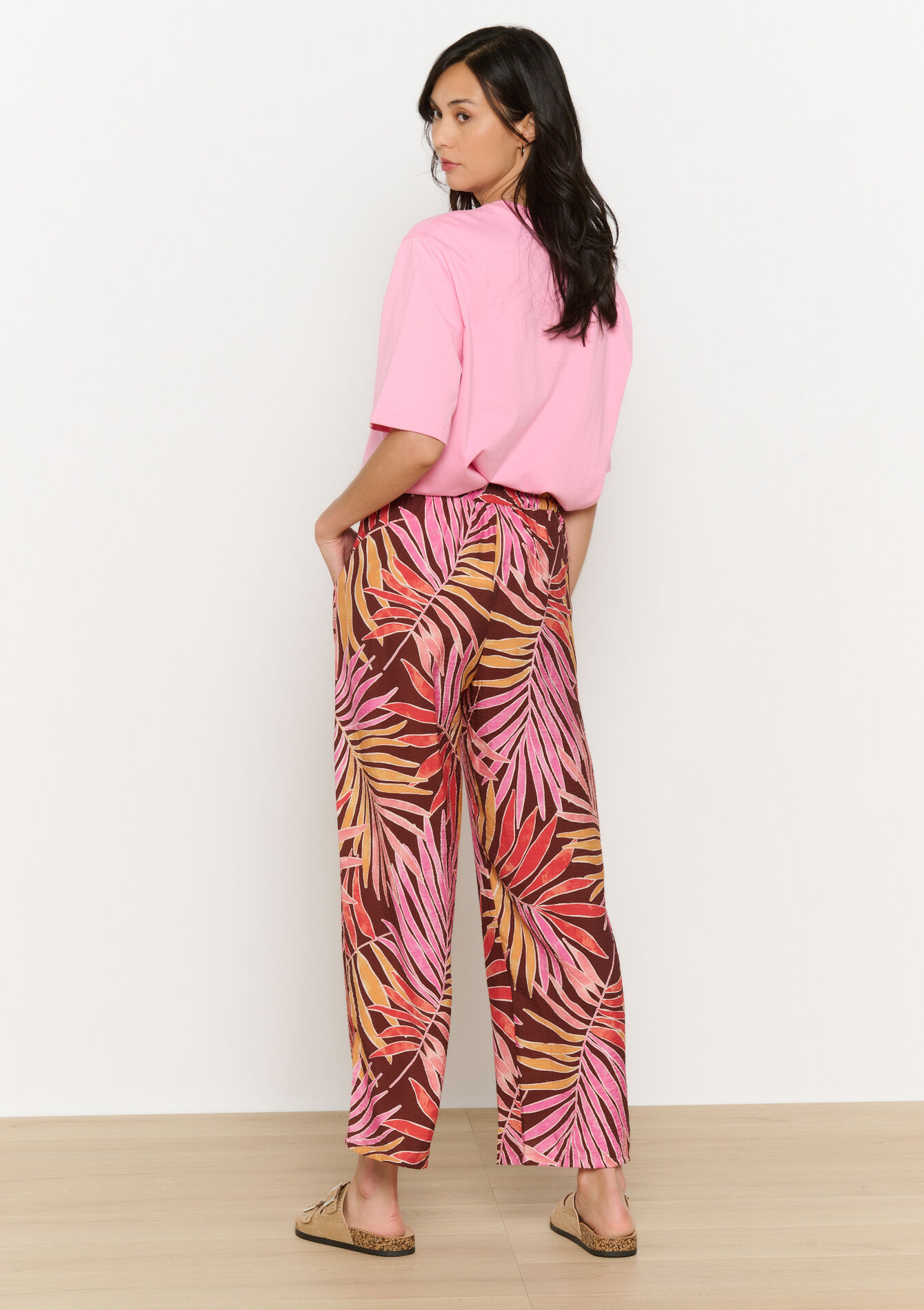 fluid printed trousers, fluid printed trousers - CHOCO BROWN - 06600987_836